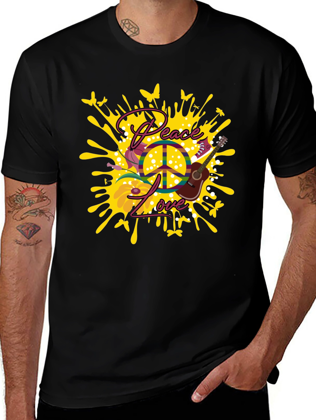 Peace & Love Graphic Tee - Retro Hippie Vibes