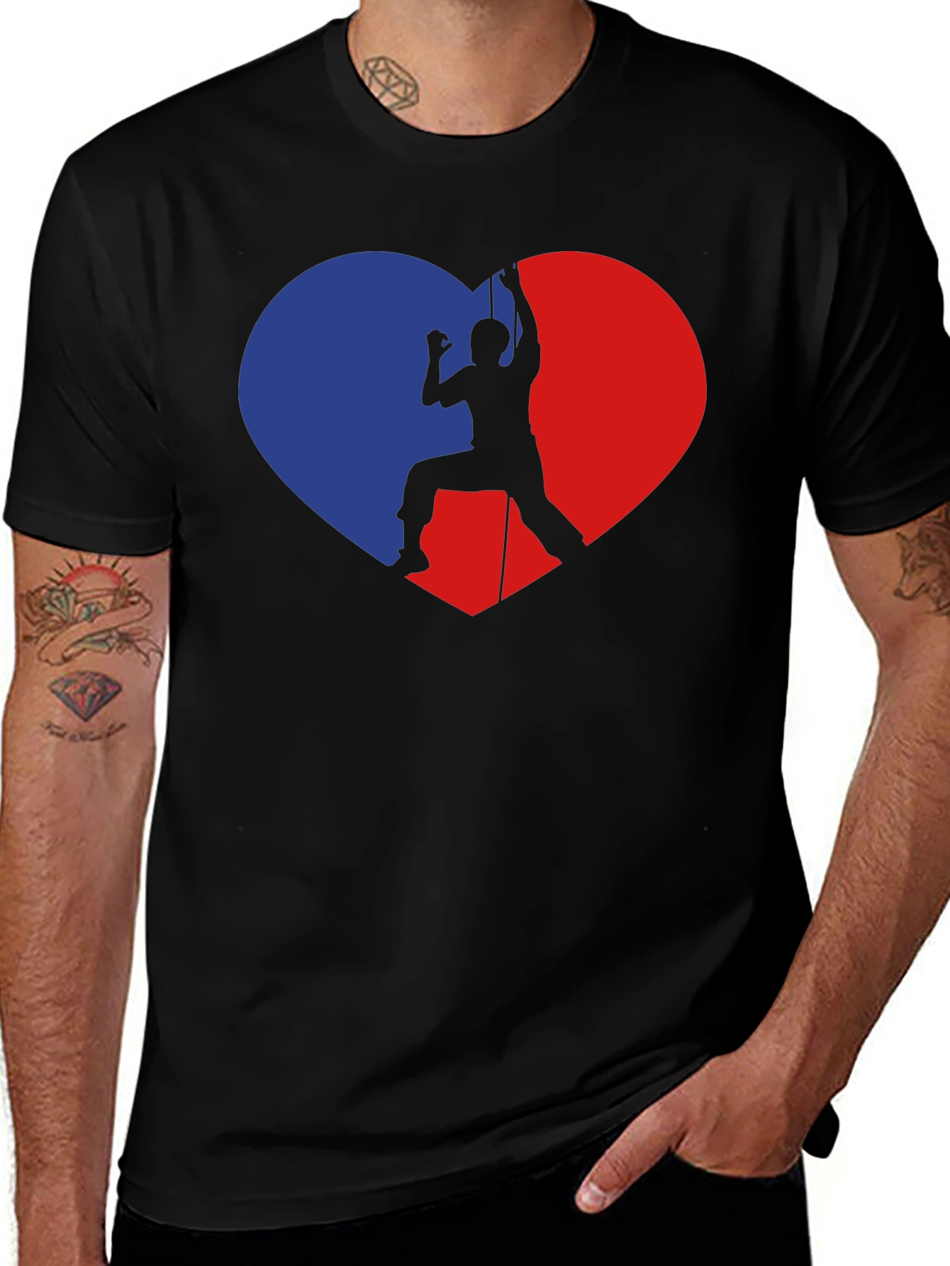 Variant 12 of Climbing Heart Graphic Tee - Sporty Black T-Shirt