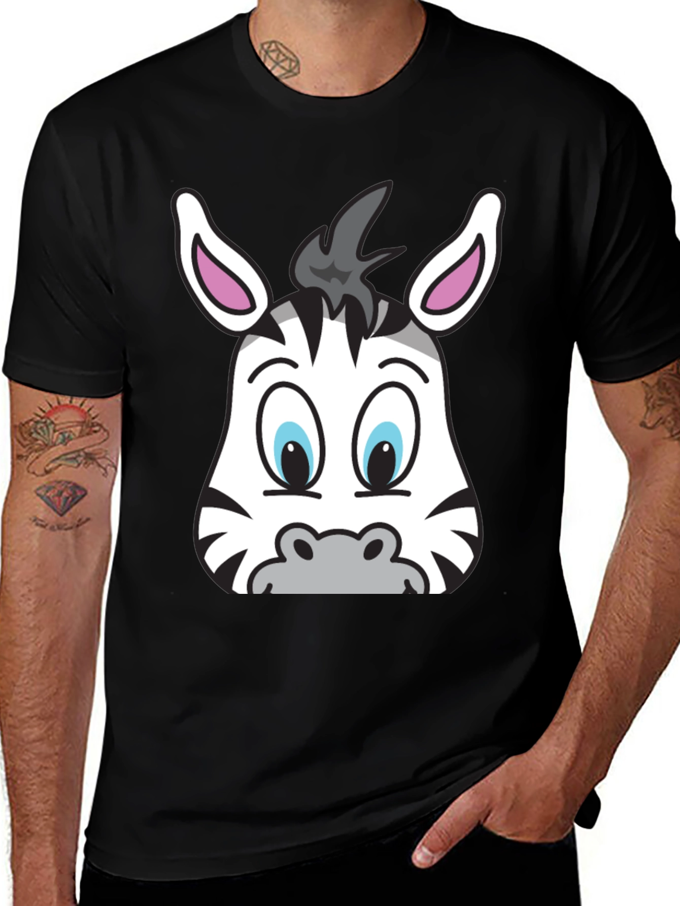 Variant 21 of Zebra Face Graphic T-Shirt - Fun Cartoon Tee