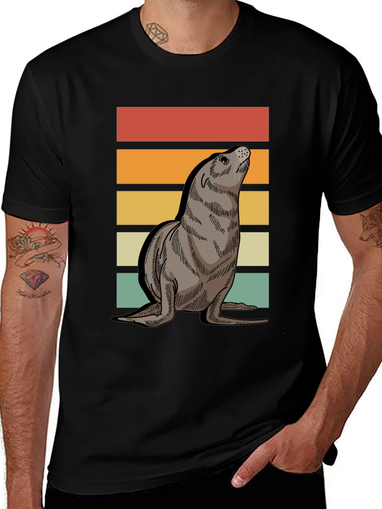 Variant 13 of Retro Seal Graphic T-Shirt - Comfort & Style