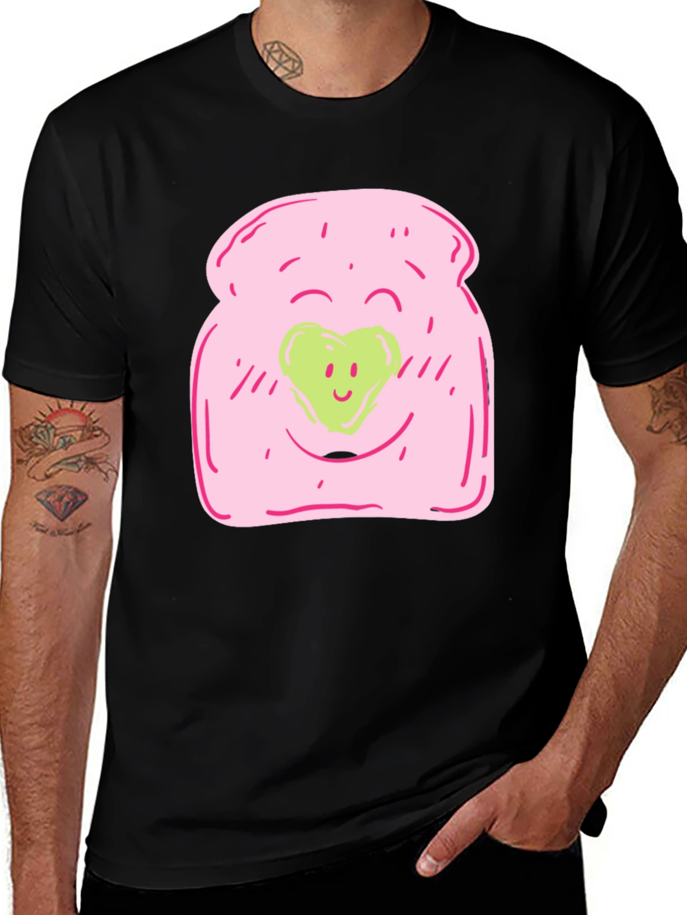 Variant 30 of Pink Toast Heart Face Graphic Tee