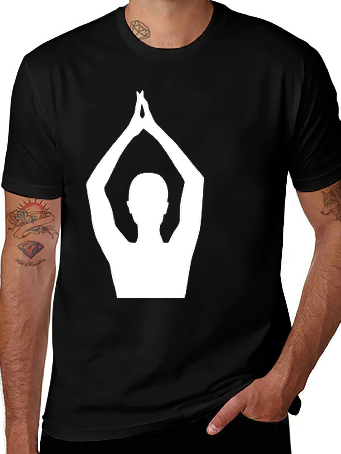 Variant 3 of Yoga Pose Graphic Tee - Black Cotton T-Shirt