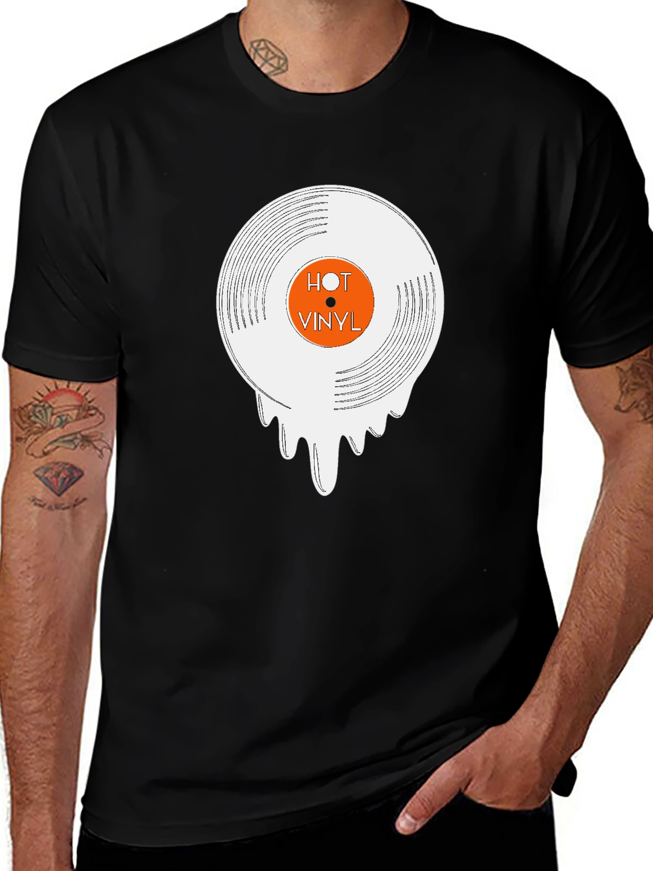 Variant 19 of Hot Vinyl Graphic Tee - Cool Dripping Record T-Shirt