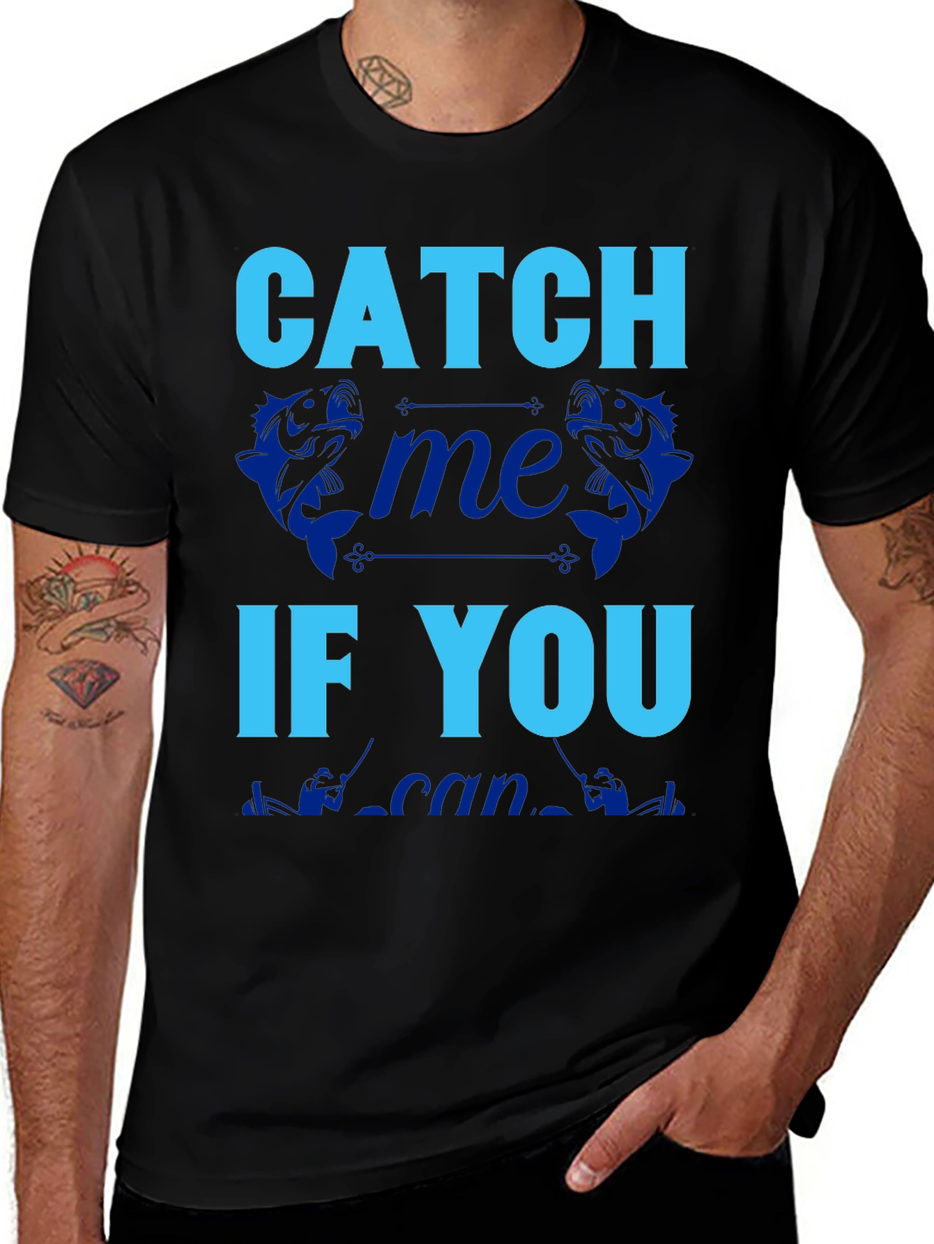 Variant 3 of Catch Me If You Can Fishing Graphic Tee - Black