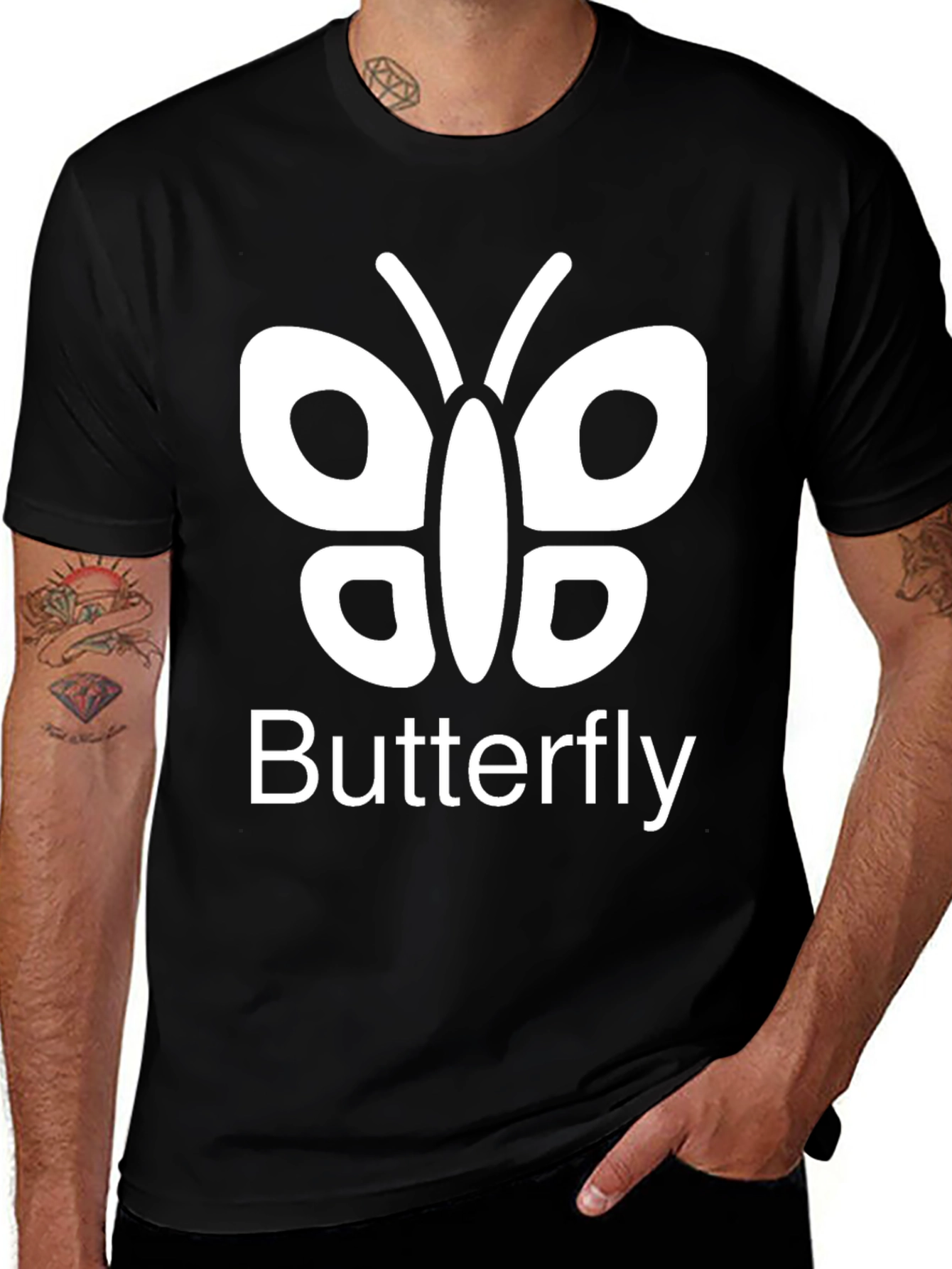 Variant 10 of Butterfly Graphic Tee - Casual Black T-Shirt
