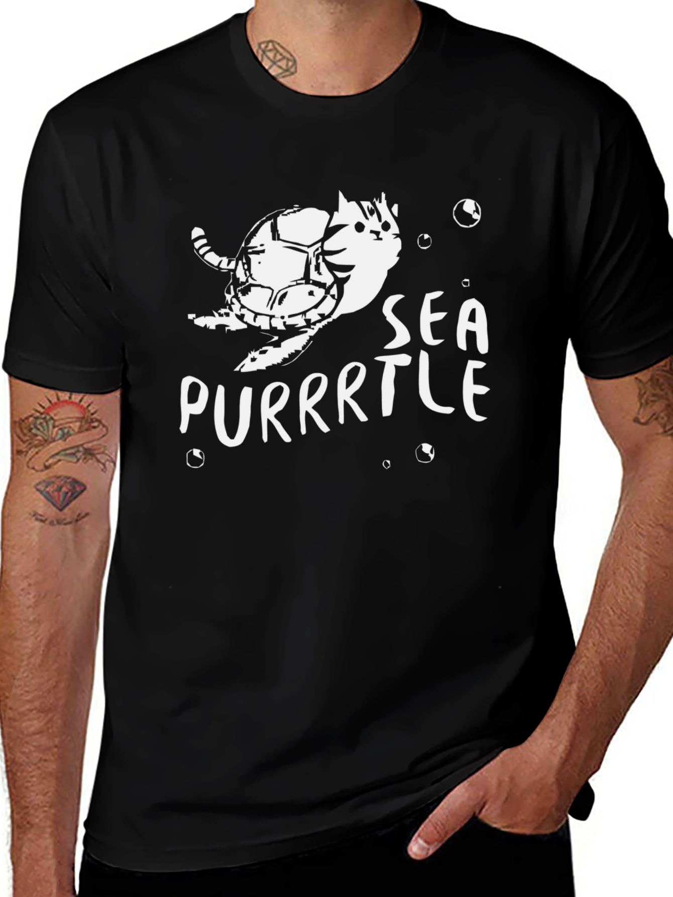 Variant 11 of Sea Purrrtle Black T-Shirt