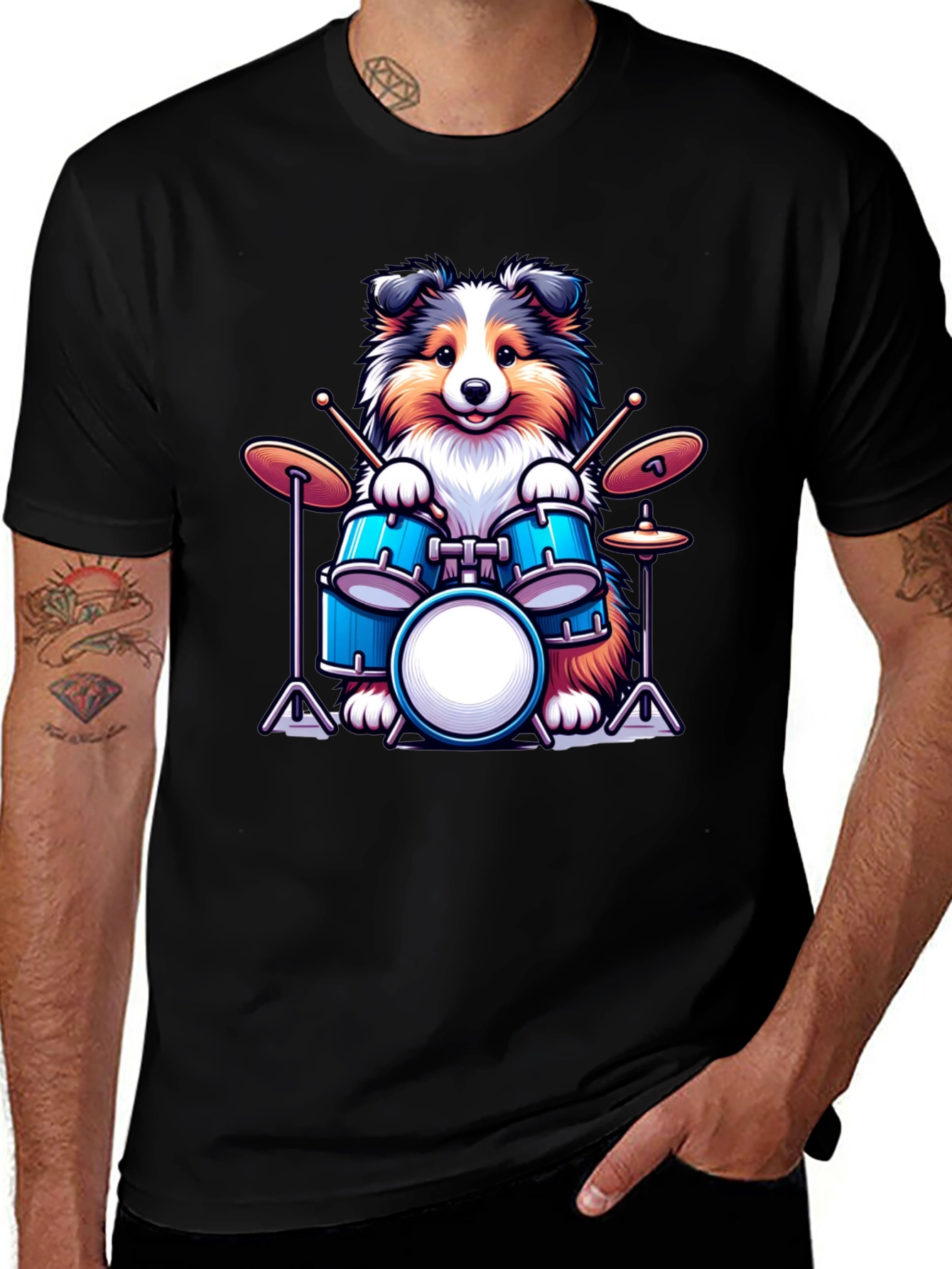 Variant 5 of Dog Drummer T-Shirt: Cute Canine Music Lover
