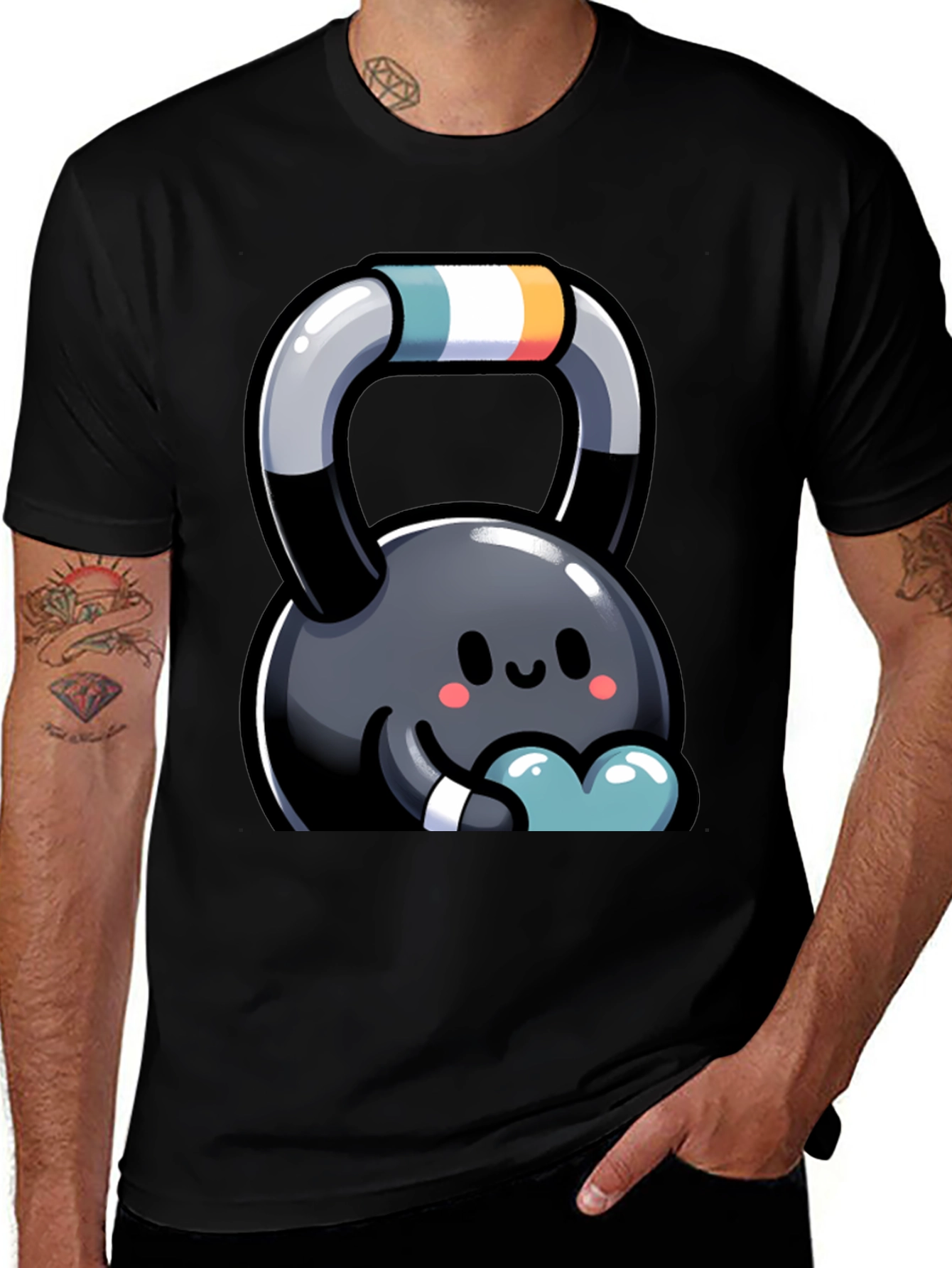 Cute Kettlebell Cartoon Graphic Tee