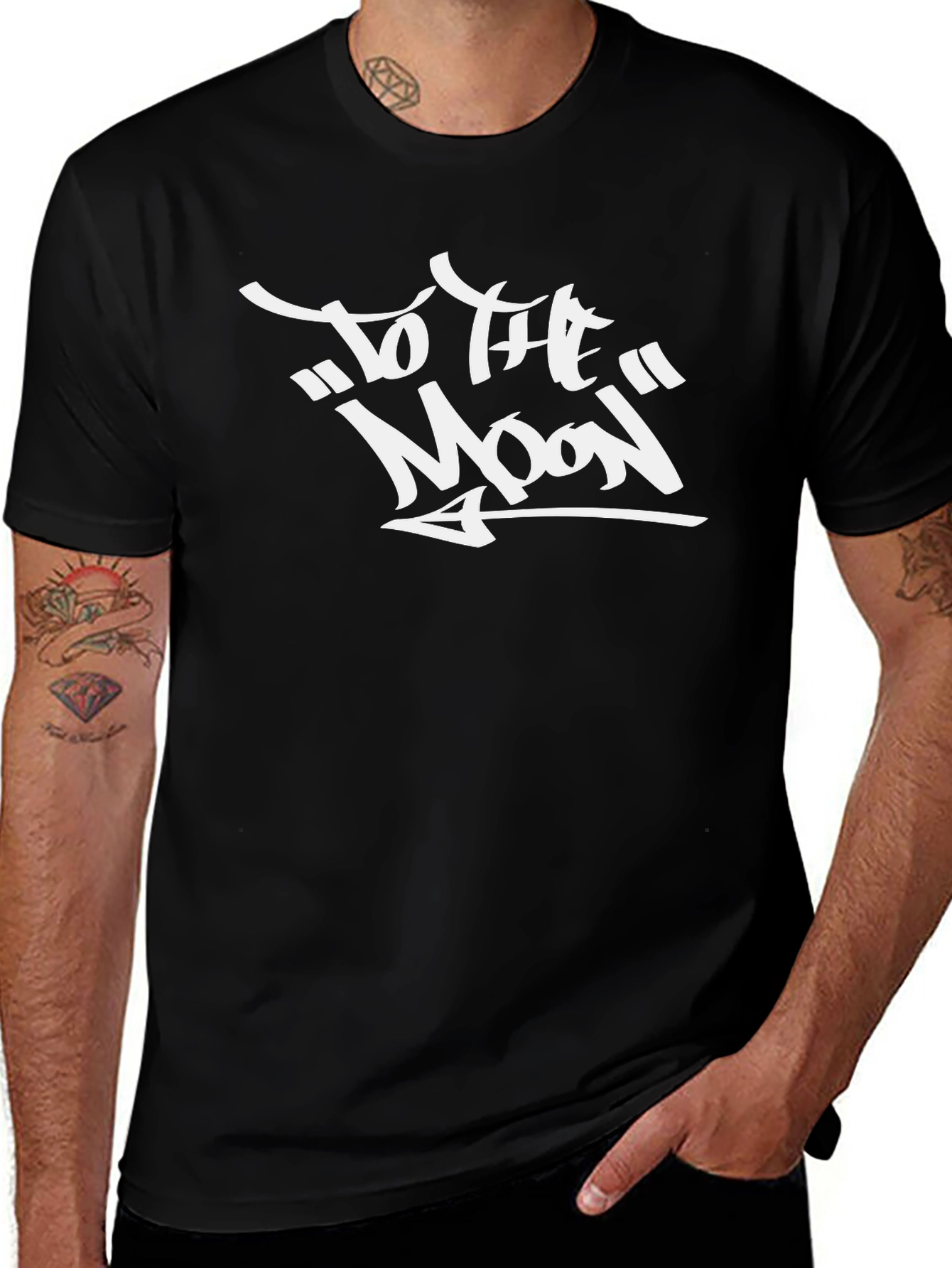 Variant 4 of To The Moon Graphic Tee - Trendy Short Sleeve Crew Neck