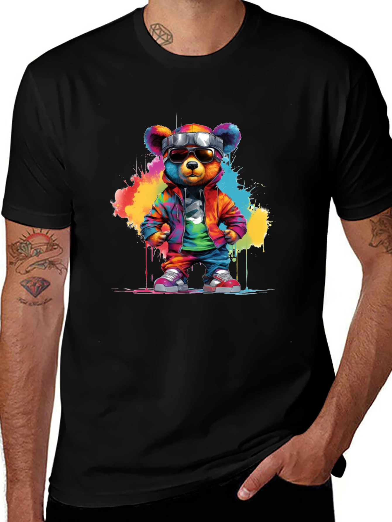 Variant 15 of Cool Rainbow Bear Graphic Tee