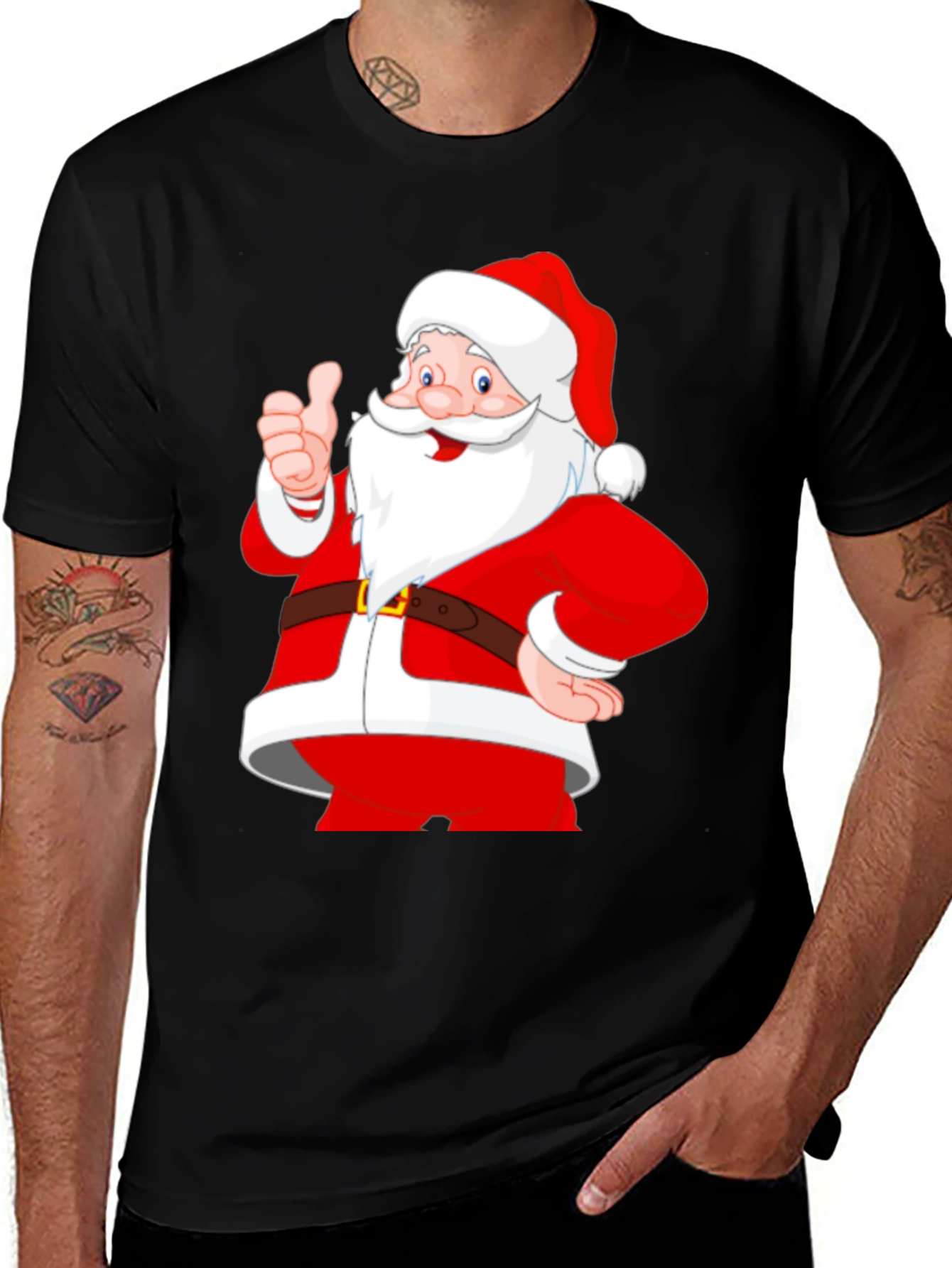 Santa Claus Graphic Print T-Shirt - Holiday Cheer