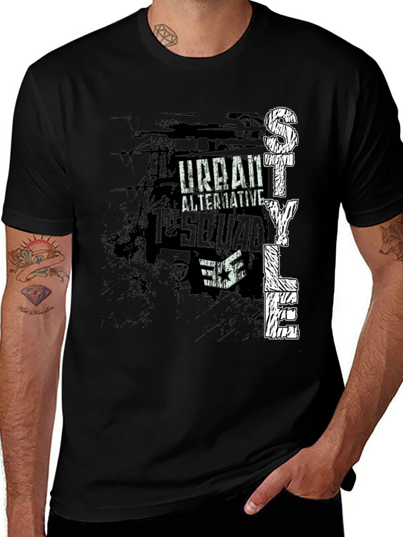 Variant 24 of Urban Style Graphic Print Black T-Shirt