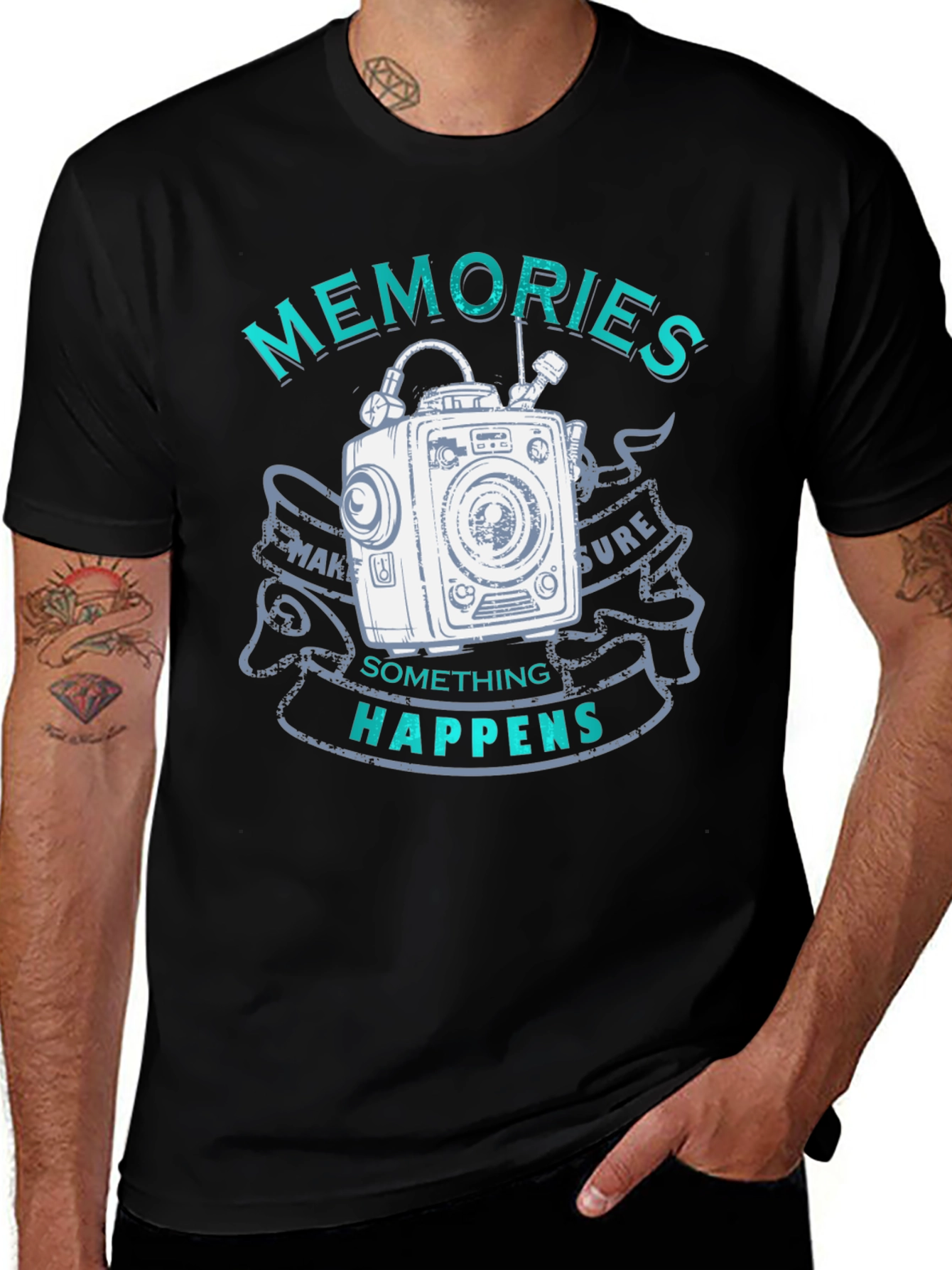 Variant 18 of Memories Happen Graphic T-Shirt - Unique Camera Design