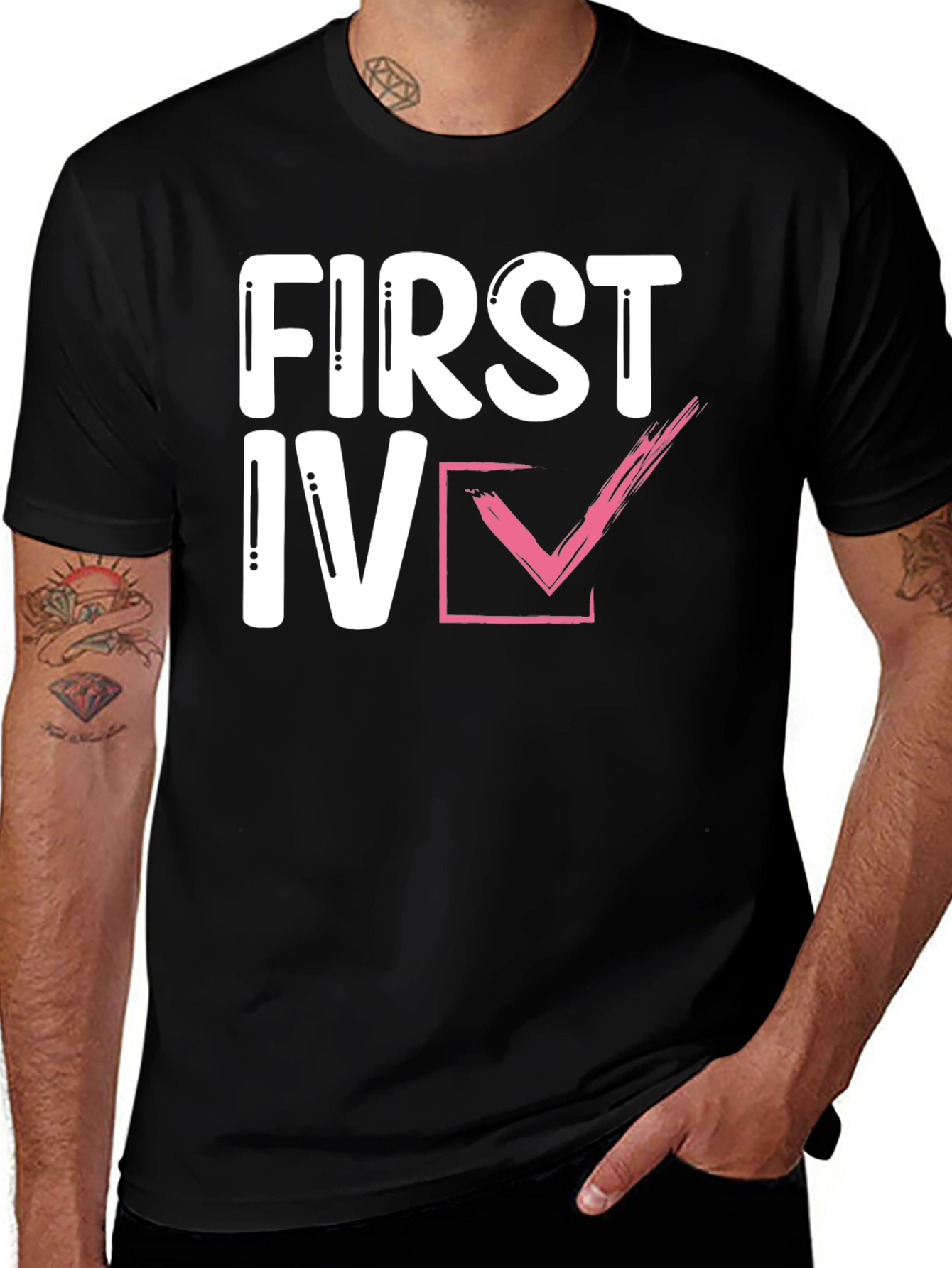 First IV Pink Check T-Shirt