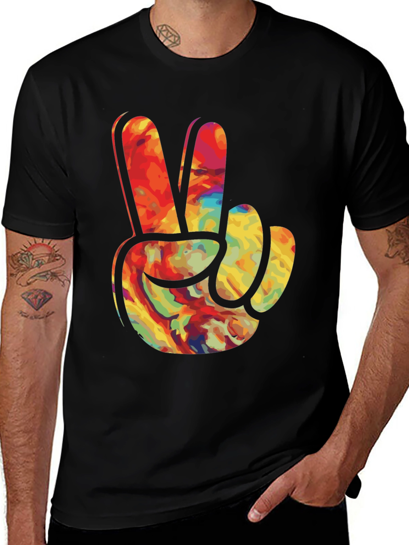 Variant 9 of Peace Sign Graphic Tee - Retro Inspired Comfort