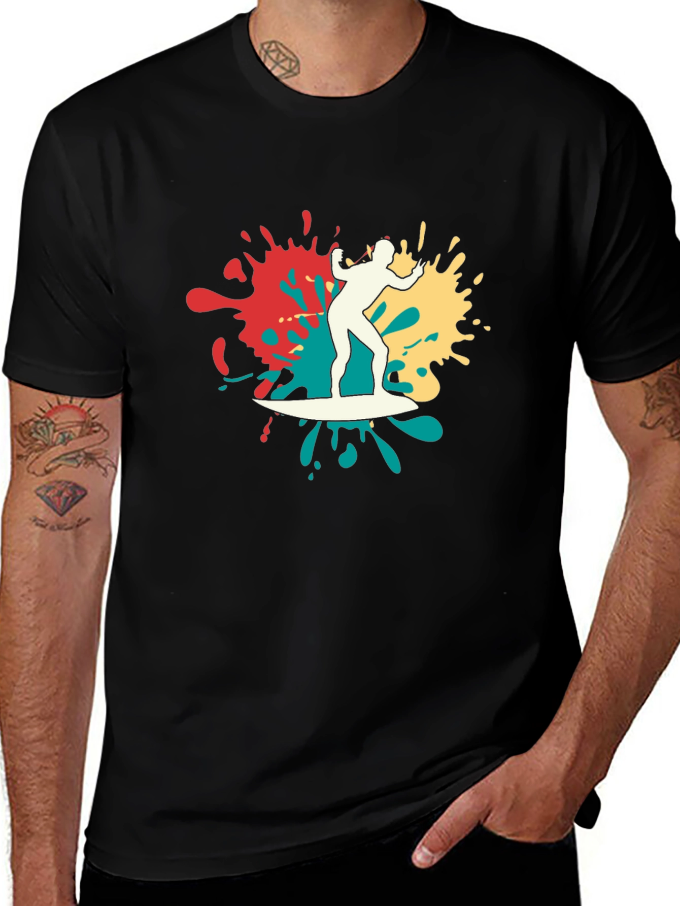 Variant 28 of Surfer Graphic Tee - Men's Black T-Shirt