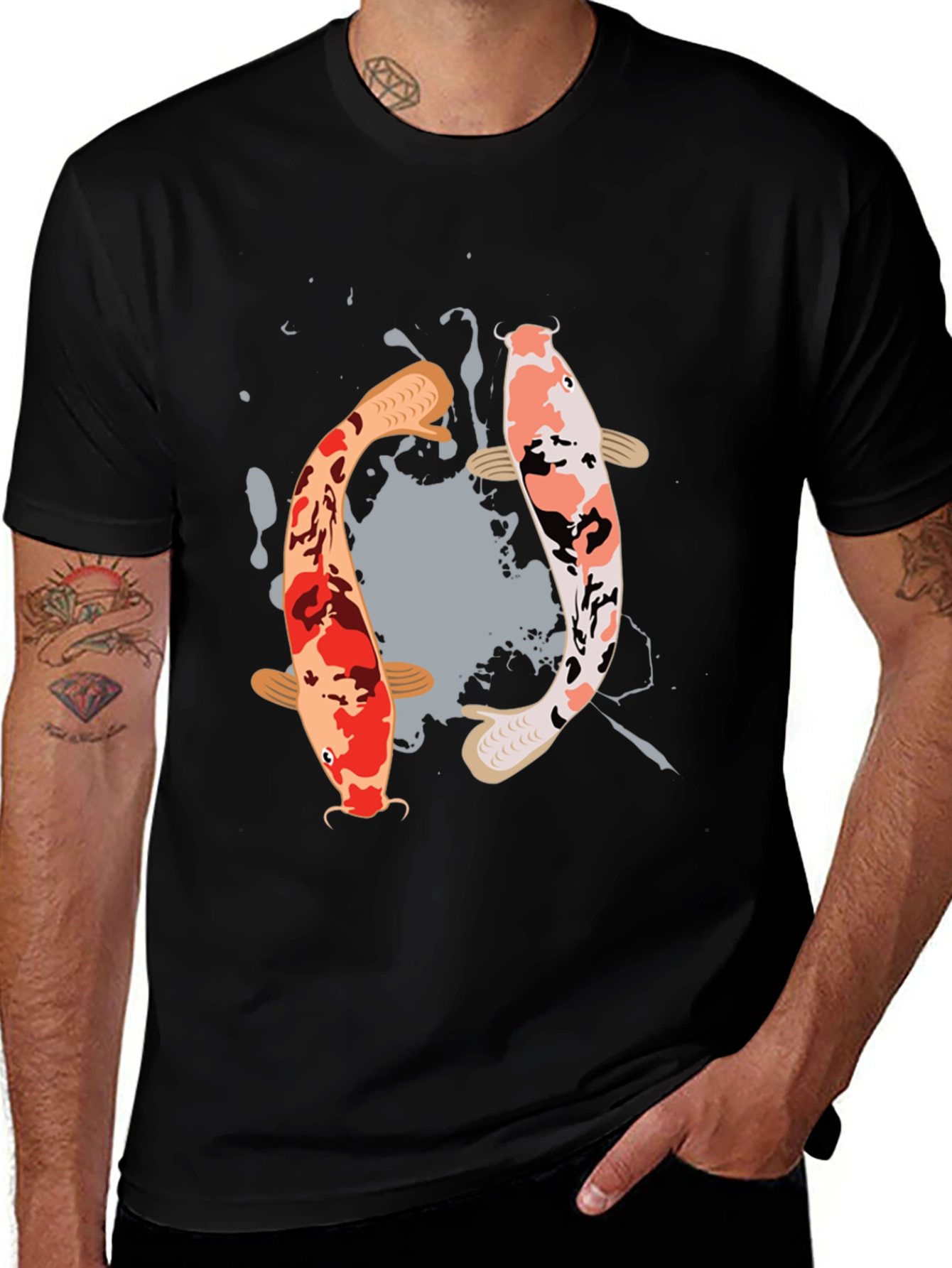 Variant 8 of Koi Fish Graphic T-Shirt - Yin Yang Style