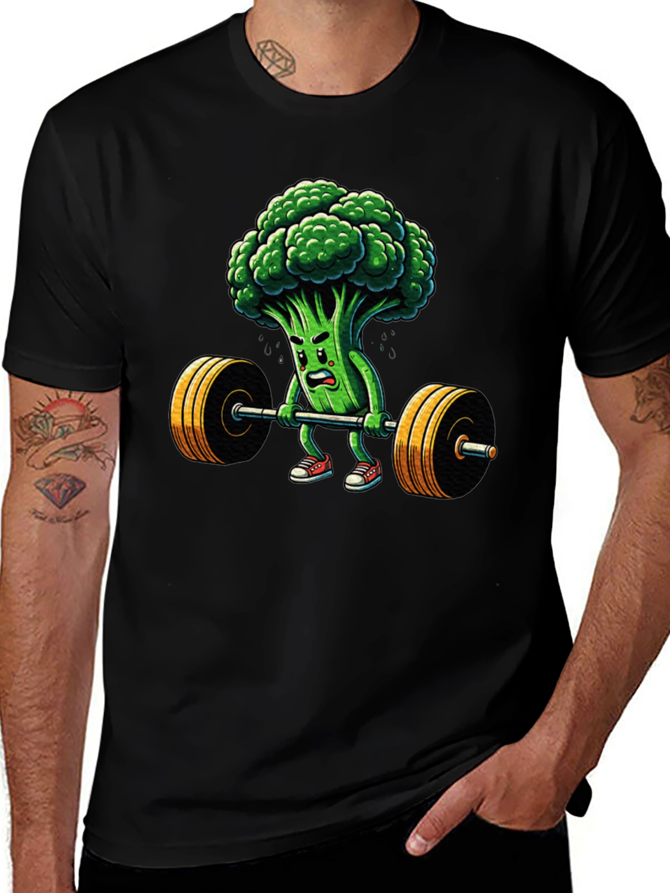 Variant 26 of Broccoli Weightlifter Graphic T-Shirt