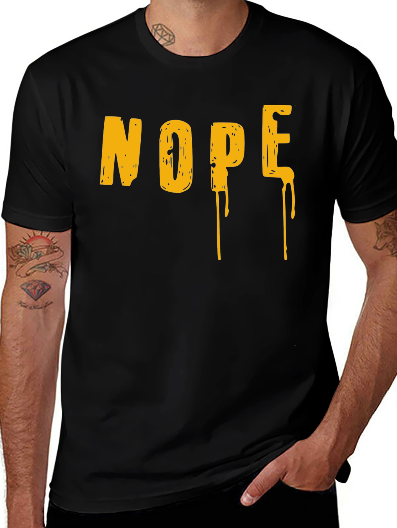 Variant 5 of Nope Drip Graphic Tee - Black Cotton Blend Casual T-Shirt