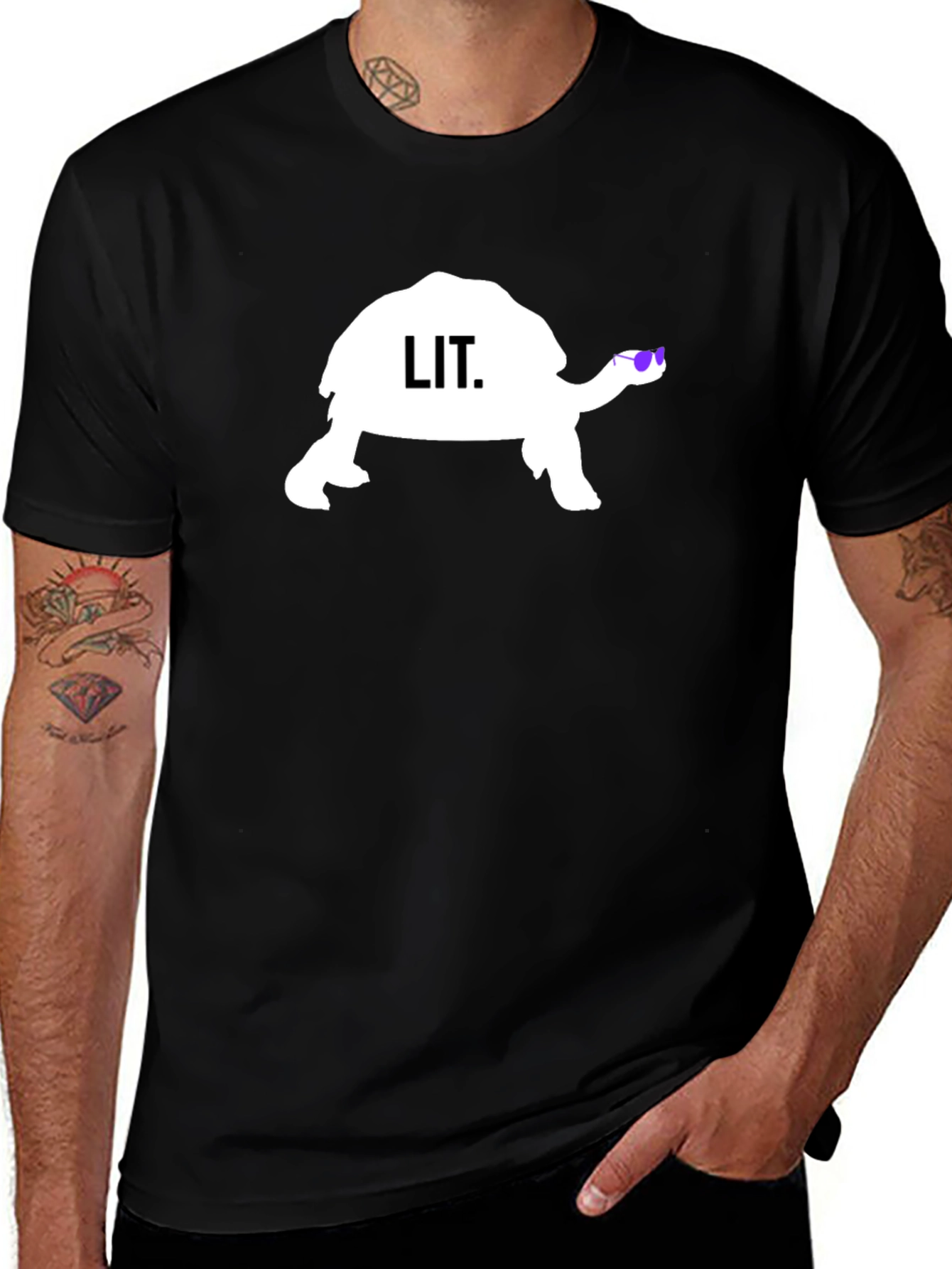 Variant 27 of Cool Turtle Lit T-Shirt - Black