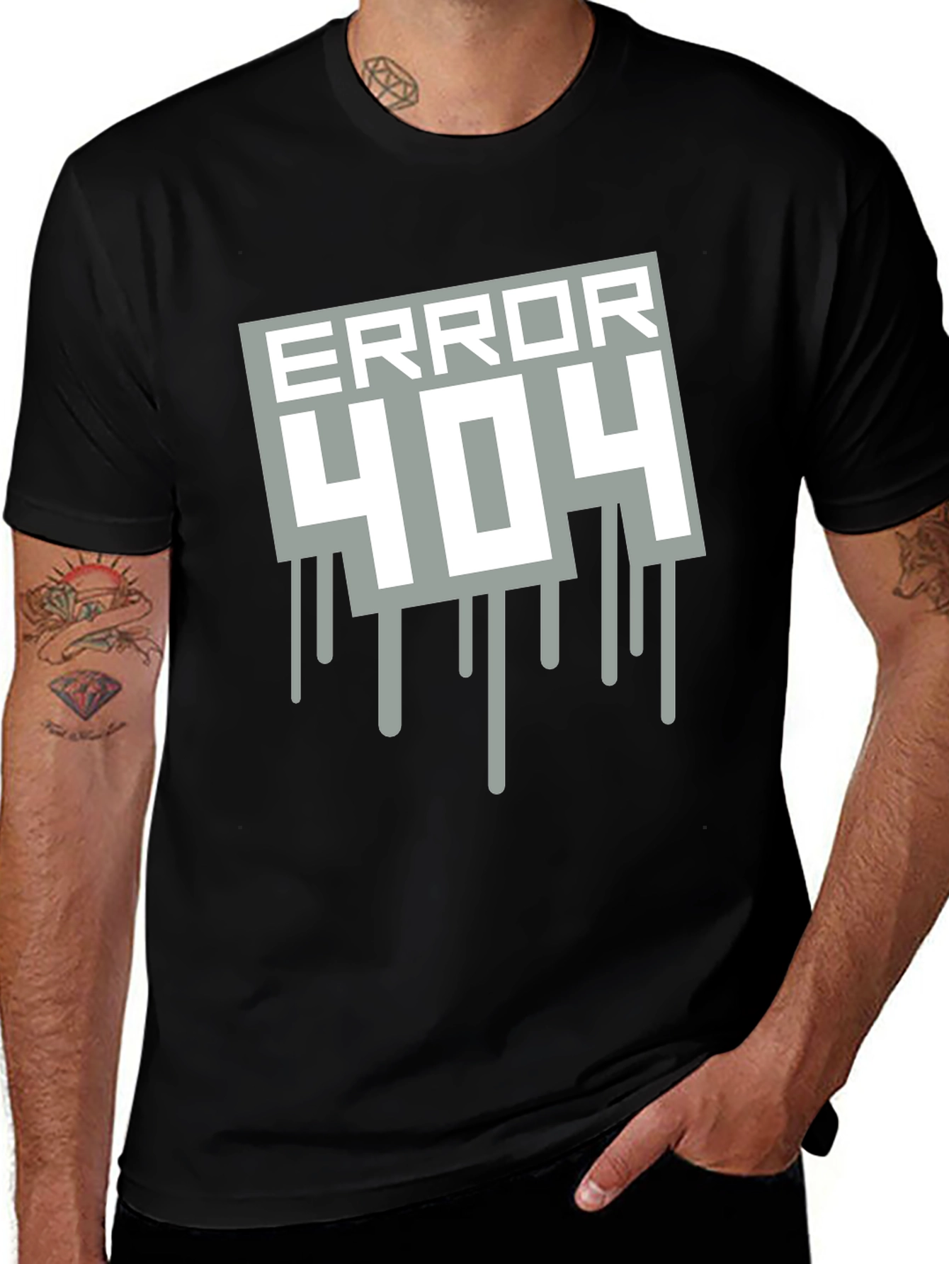 Error 404 Graphic Tee - Black Cotton Casual Shirt