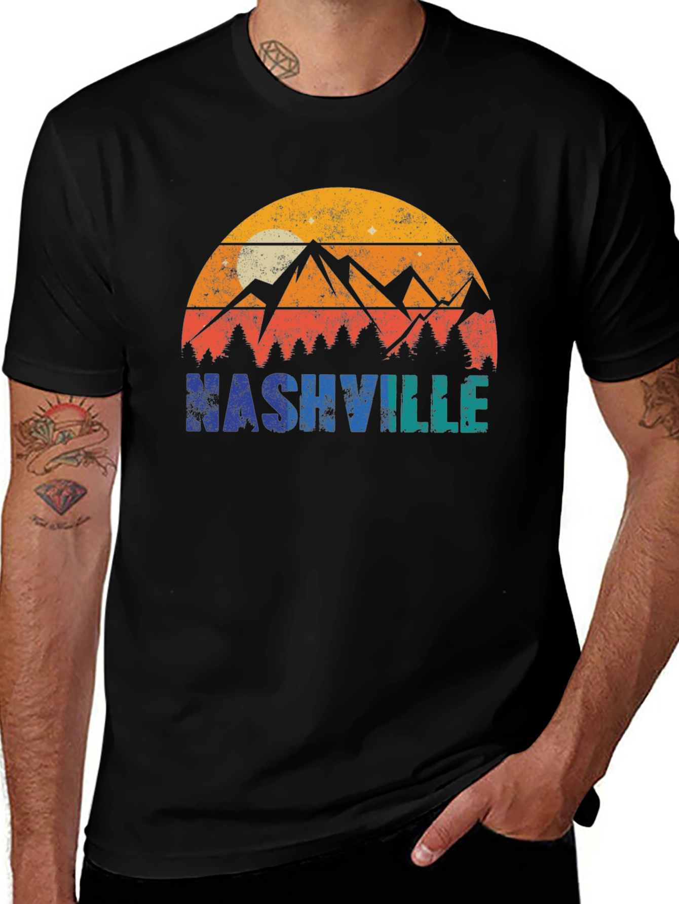 Nashville Retro Mountain Graphic T-Shirt