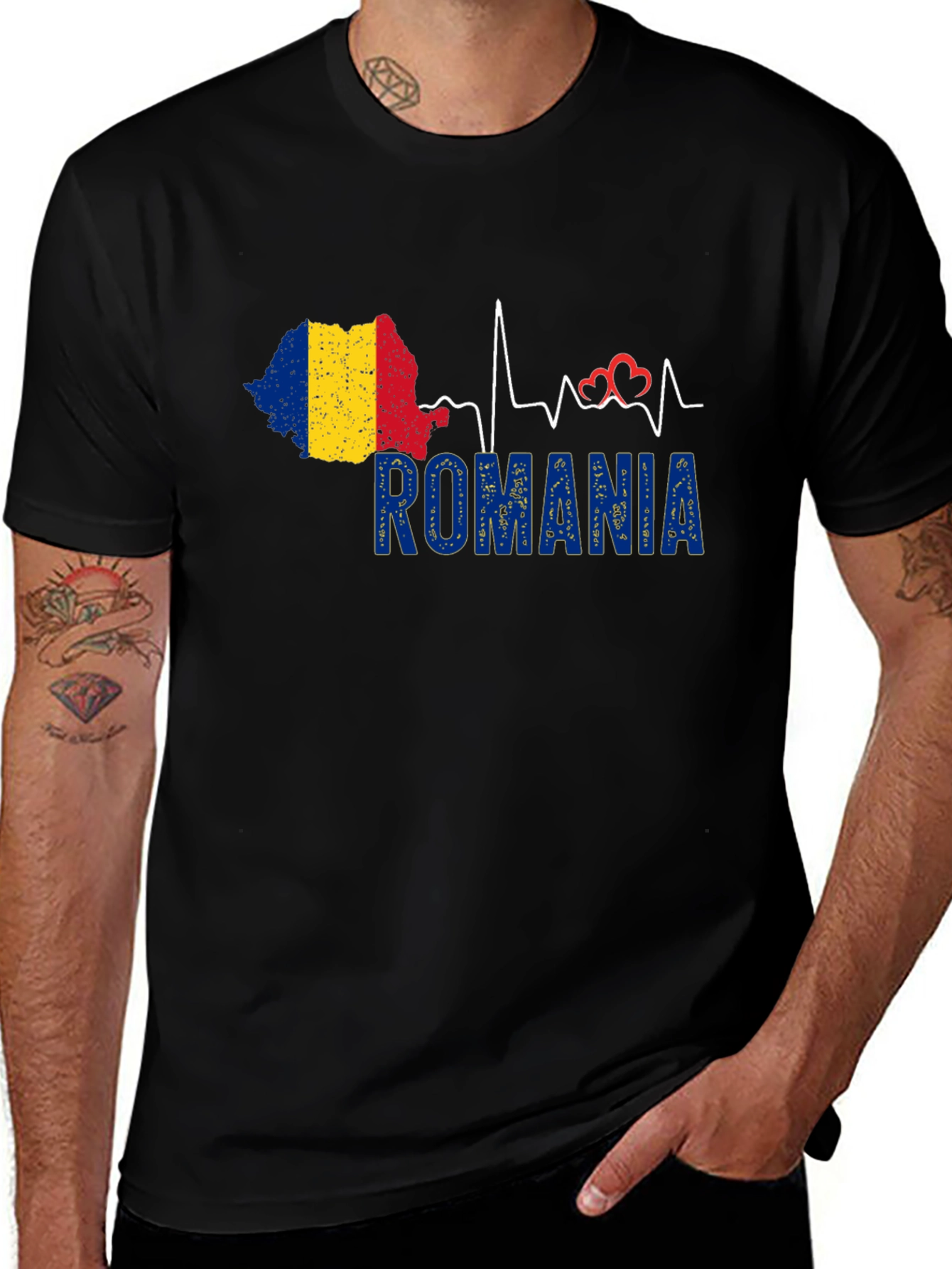 Romania Heartbeat T-Shirt, Country Pride Tee