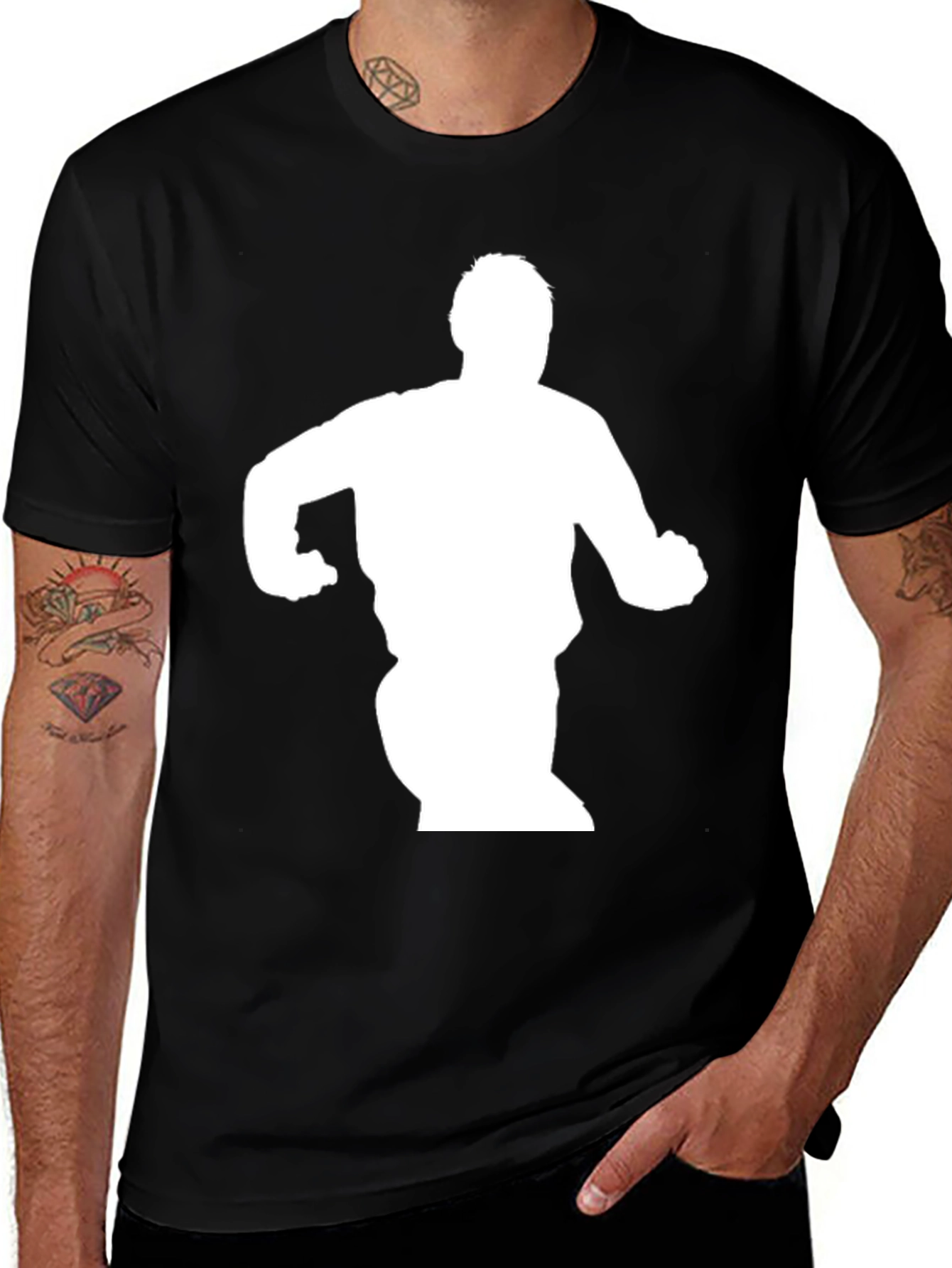 Variant 29 of Silhouette Graphic Tee - Black Cotton Blend