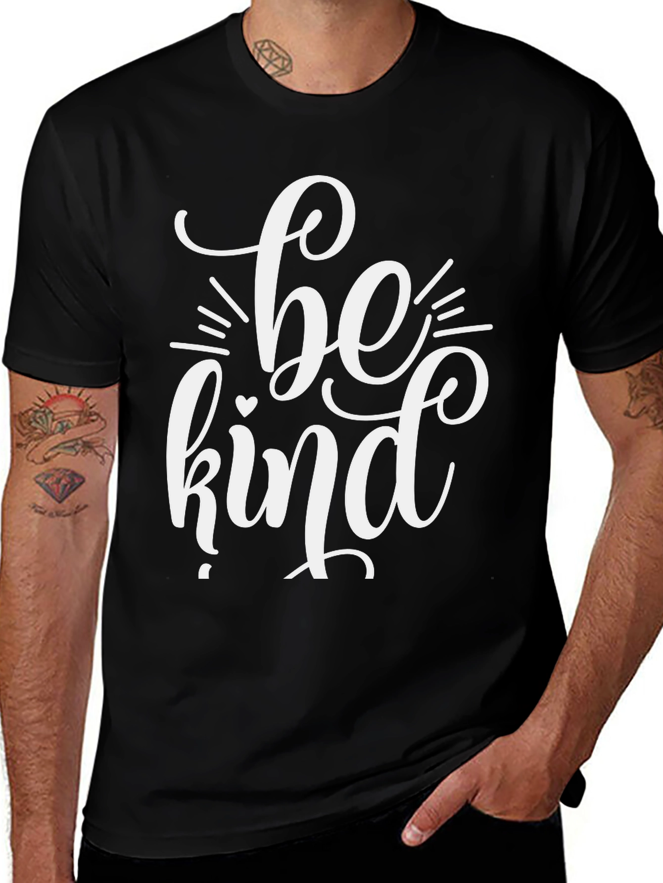 Variant 8 of Be Kind Graphic Tee - Black Cotton Casual T-Shirt