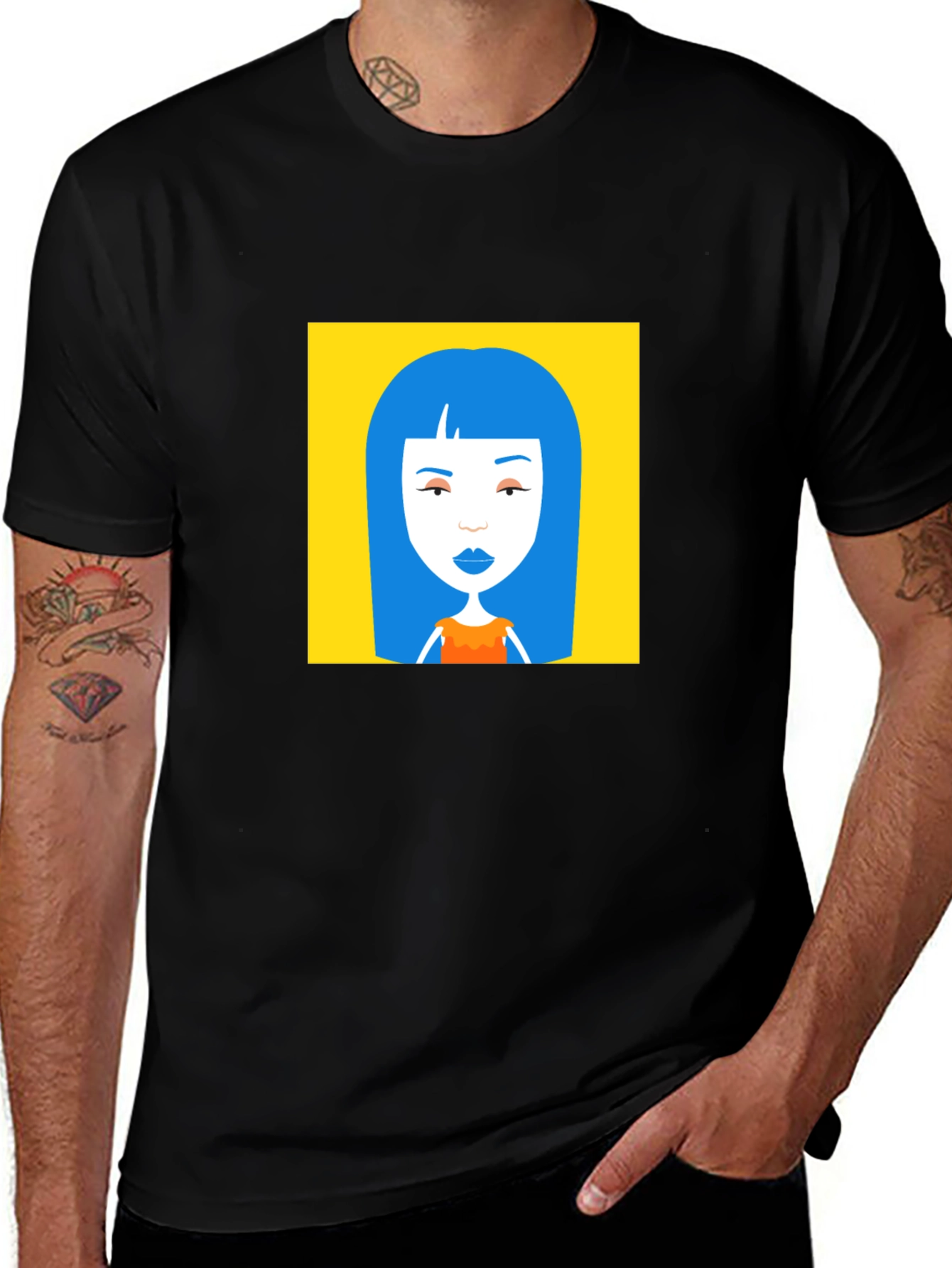 Graphic Tee - Blue Hair Cartoon Art