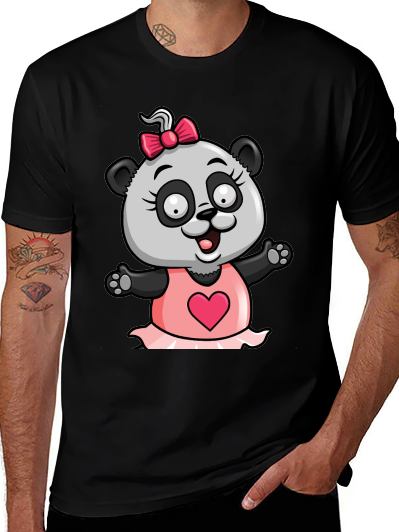 Variant 7 of Cute Panda Bear Heart Dress T-Shirt