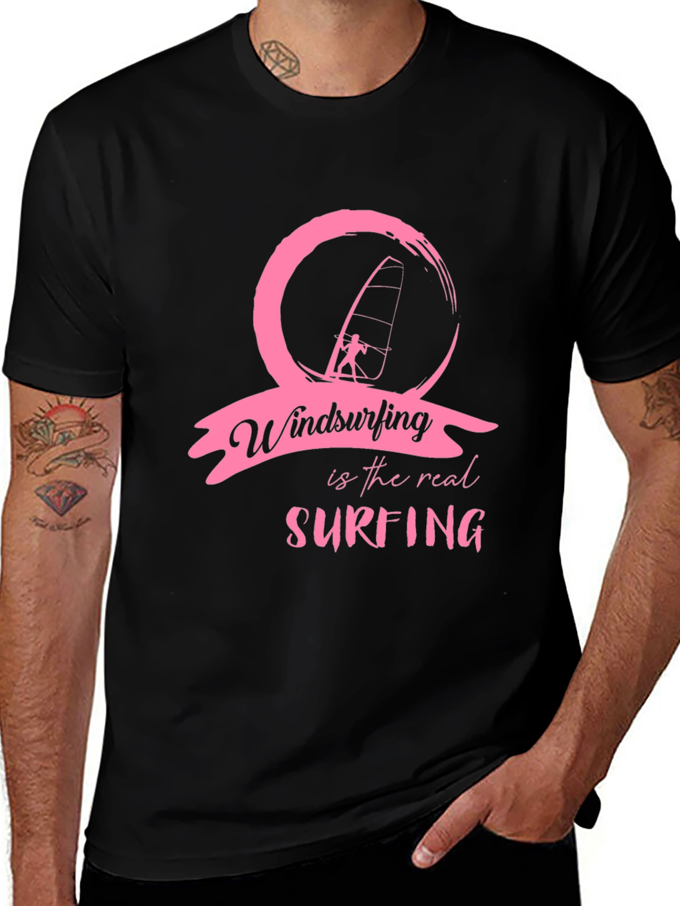 Variant 11 of Windsurfing is Real Surfing Black T-Shirt