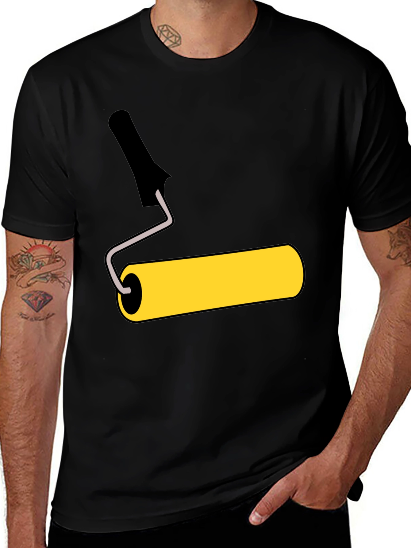 Variant 20 of Paint Roller Graphic Tee - Artistic Design Black T-Shirt