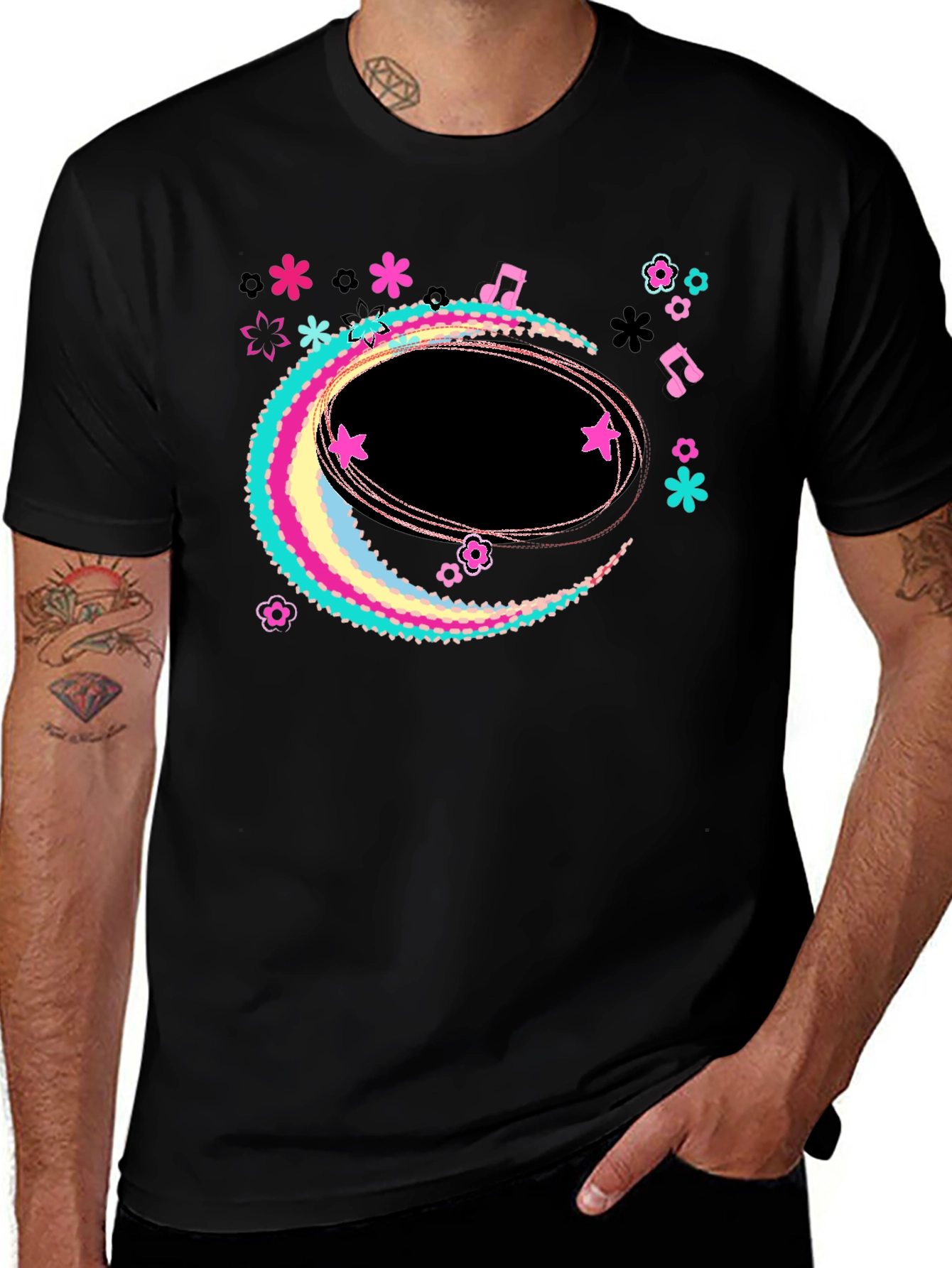 Variant 6 of Funky Moon & Music Graphic Black T-Shirt