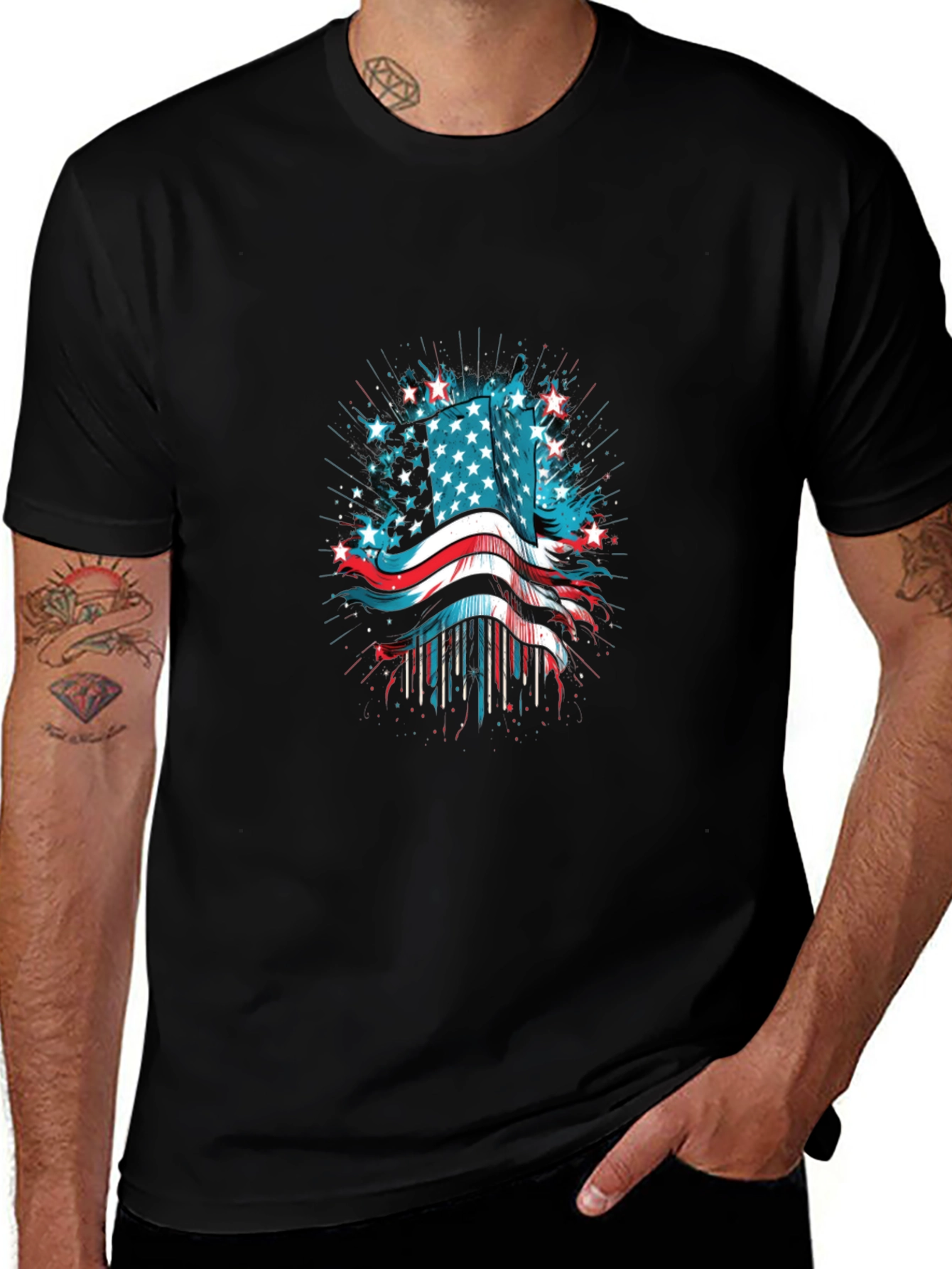 Variant 2 of American Flag Graphic Print Tee - Patriotic Style