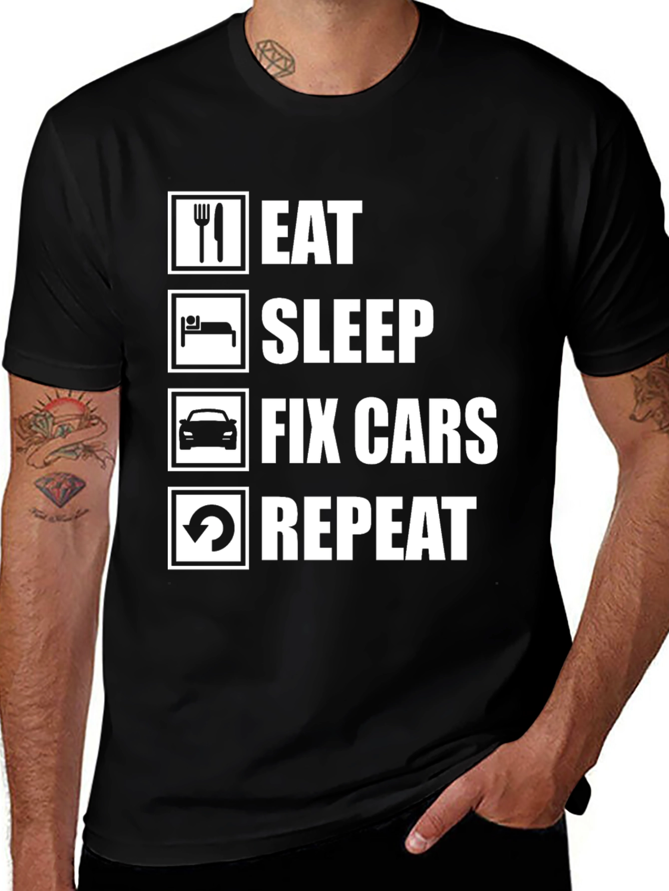 Eat Sleep Fix Cars Repeat T-Shirt