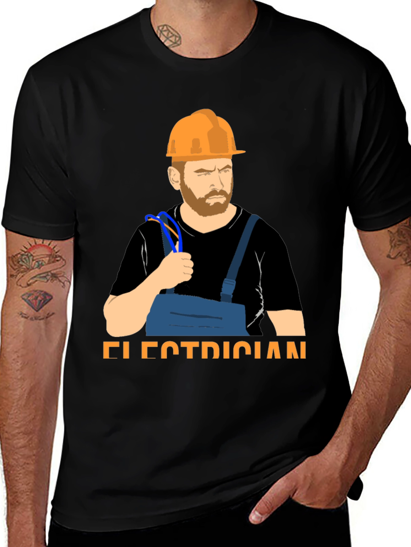 Variant 23 of Electrician Graphic T-Shirt, Hard Hat & Wire