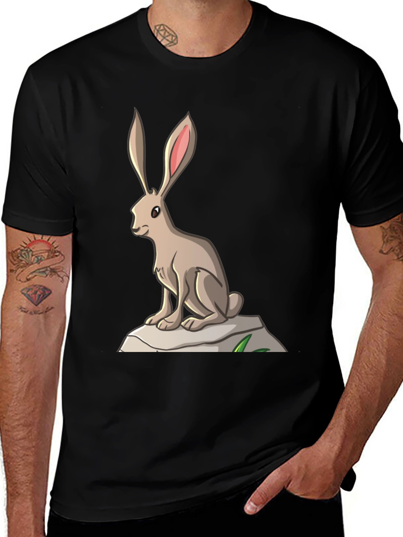 Variant 9 of Rabbit Graphic Tee - Black Cotton T-Shirt