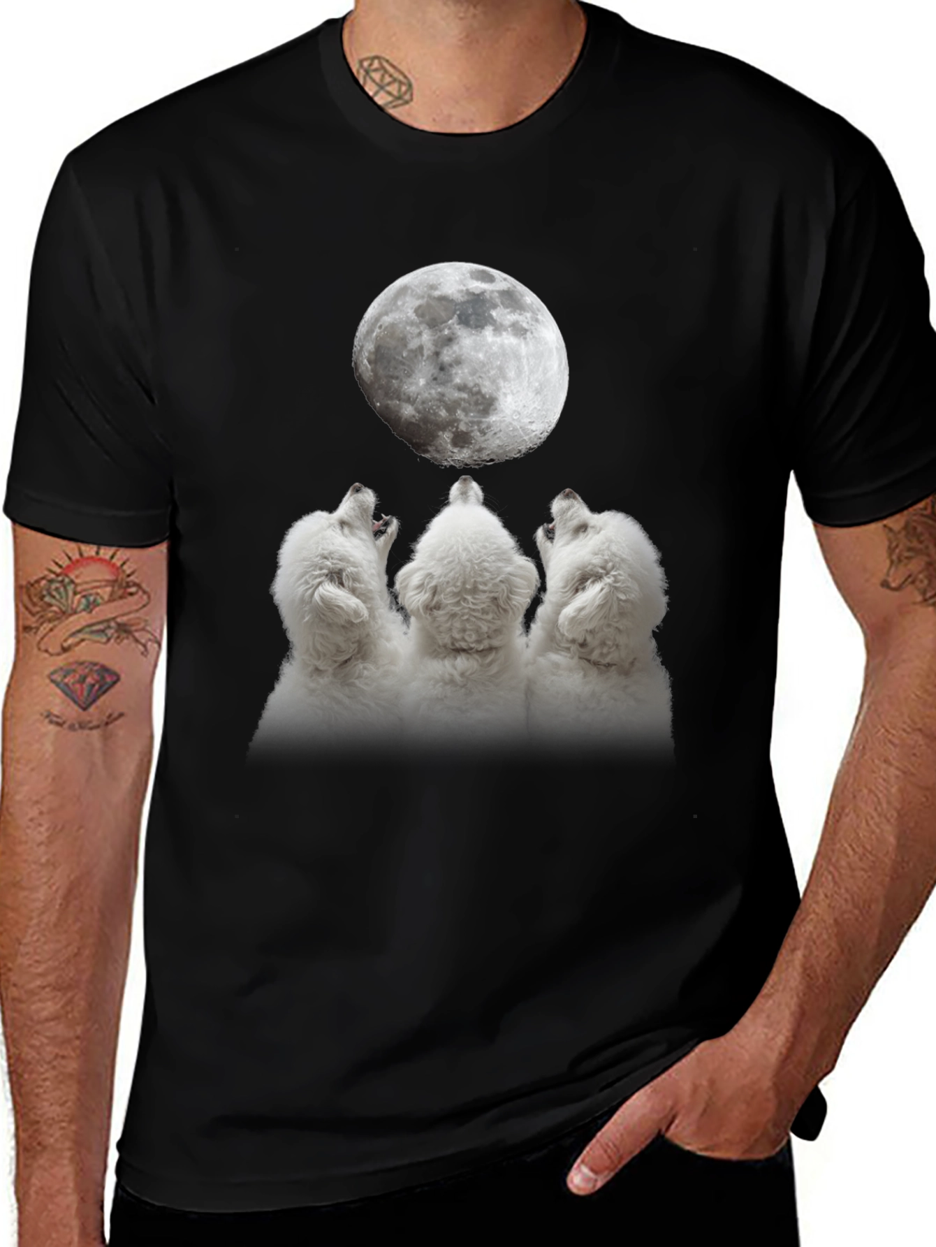 Variant 9 of Wolf Howling Moon T-Shirt | Unique Graphic Tee
