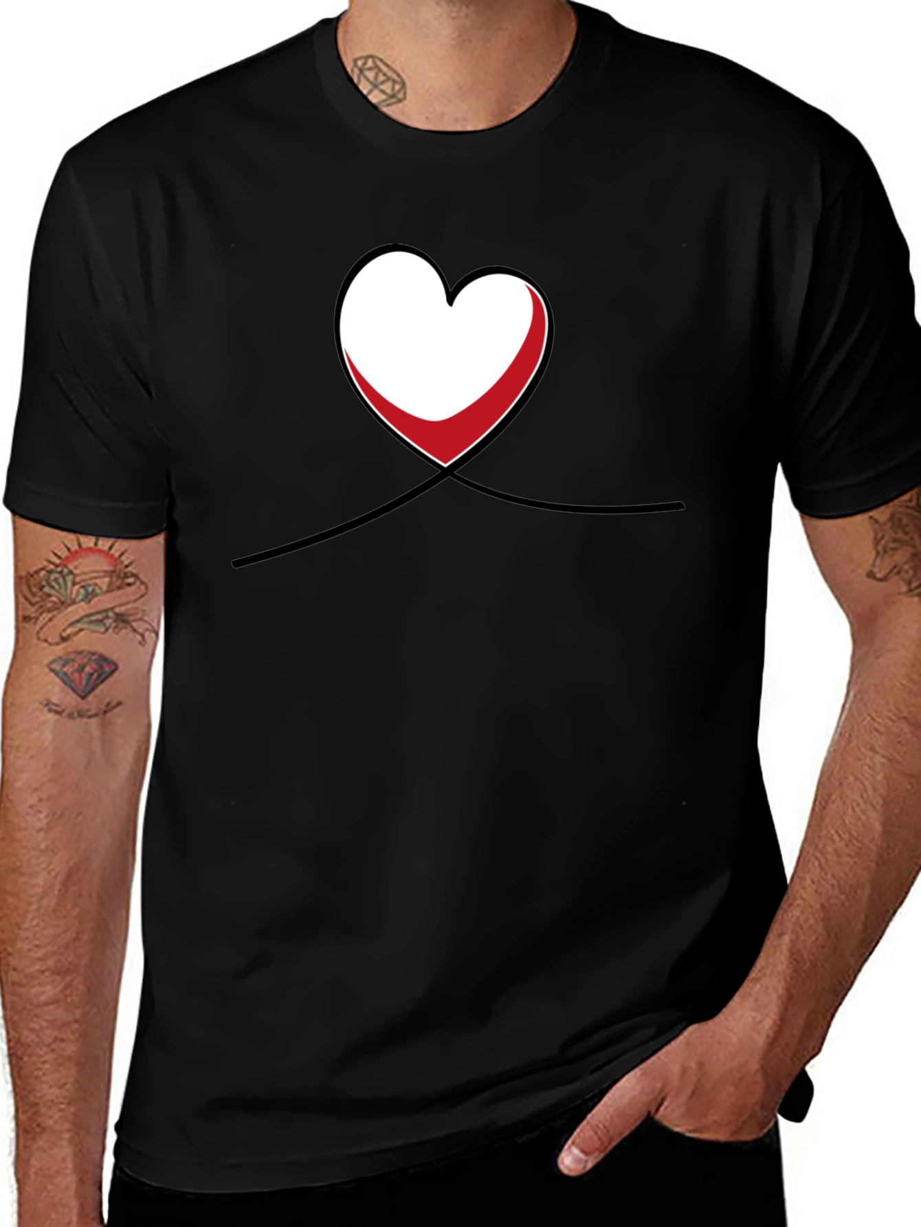Variant 26 of Heart Outline Graphic T-Shirt - Black