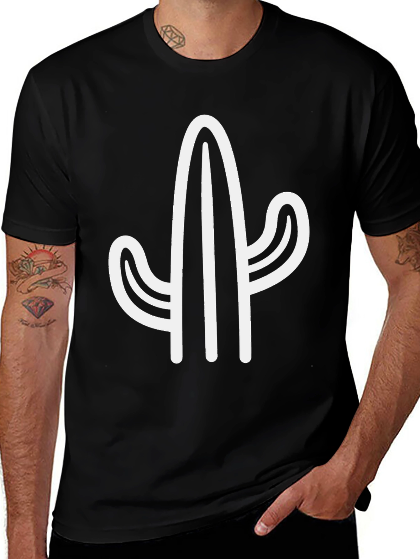 Variant 15 of Cactus Graphic Tee - Stylish & Unique Black T-Shirt