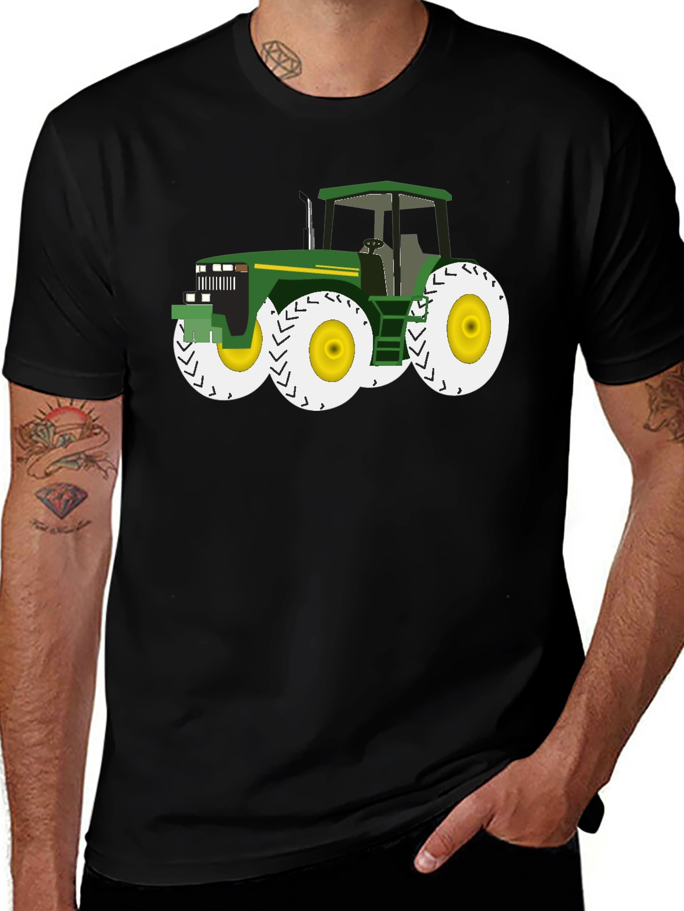 Tractor Graphic Tee - Black Cotton Blend