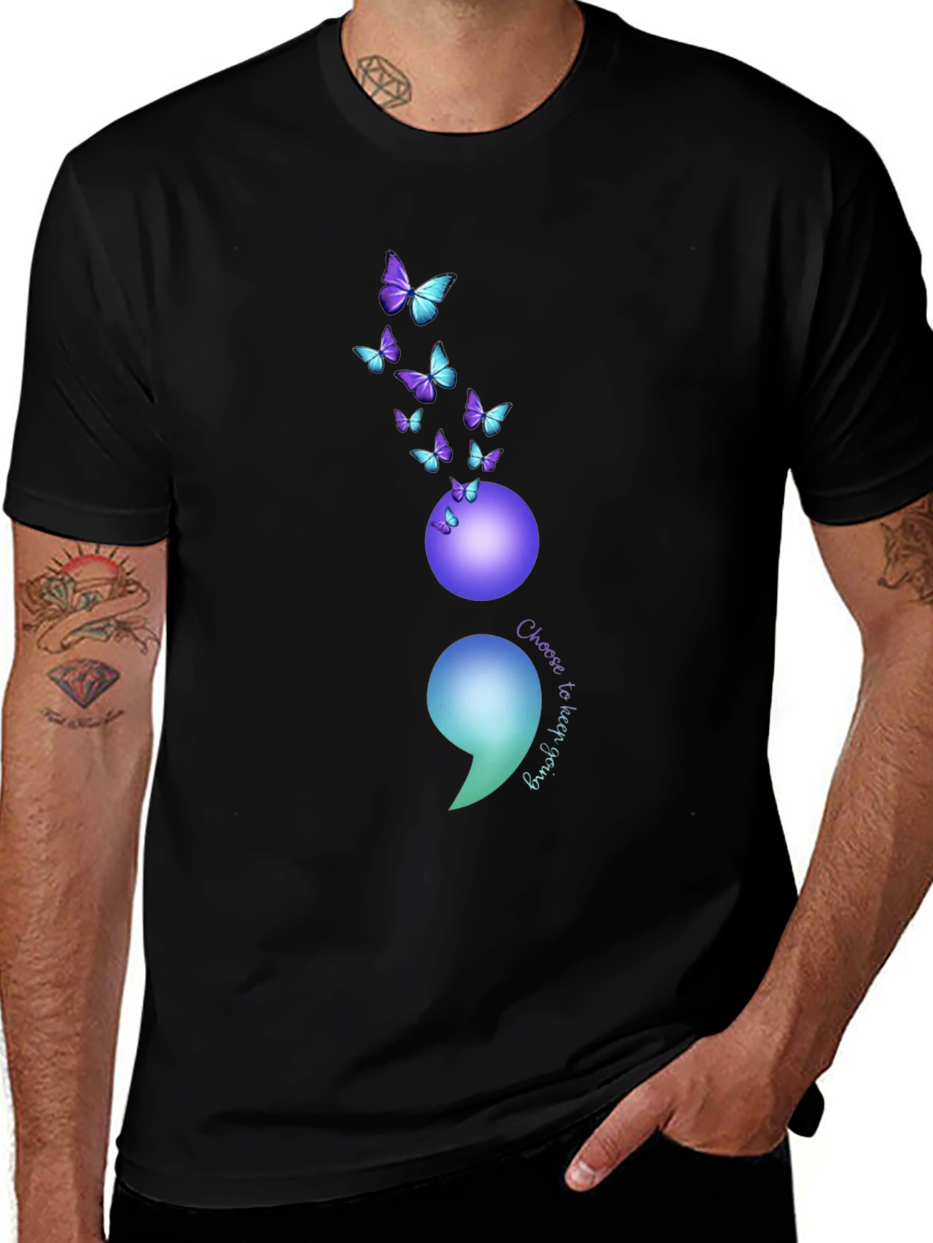 Variant 23 of Semicolon Butterfly Graphic Tee