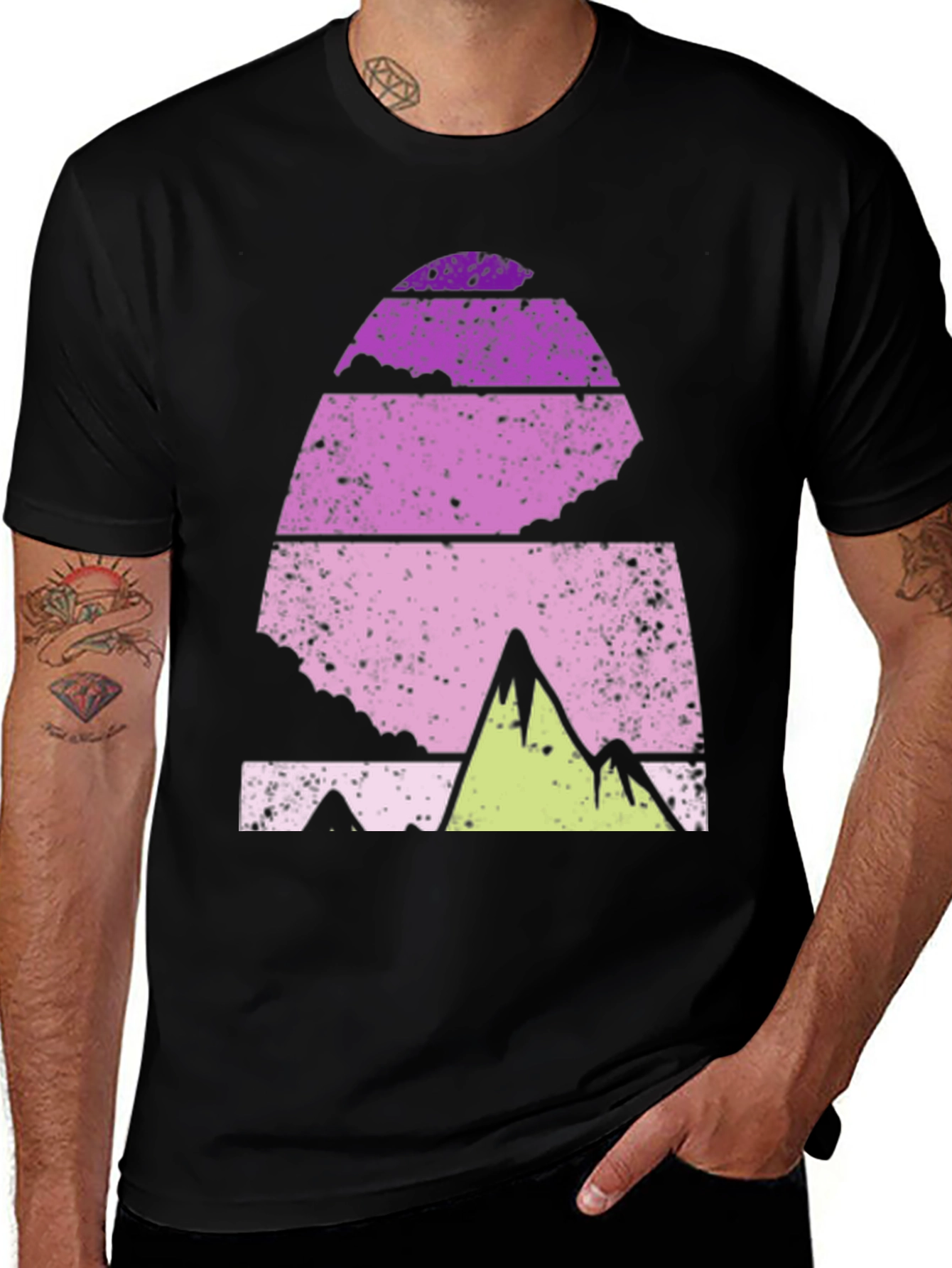 Variant 11 of Retro Mountain Graphic Tee - Black