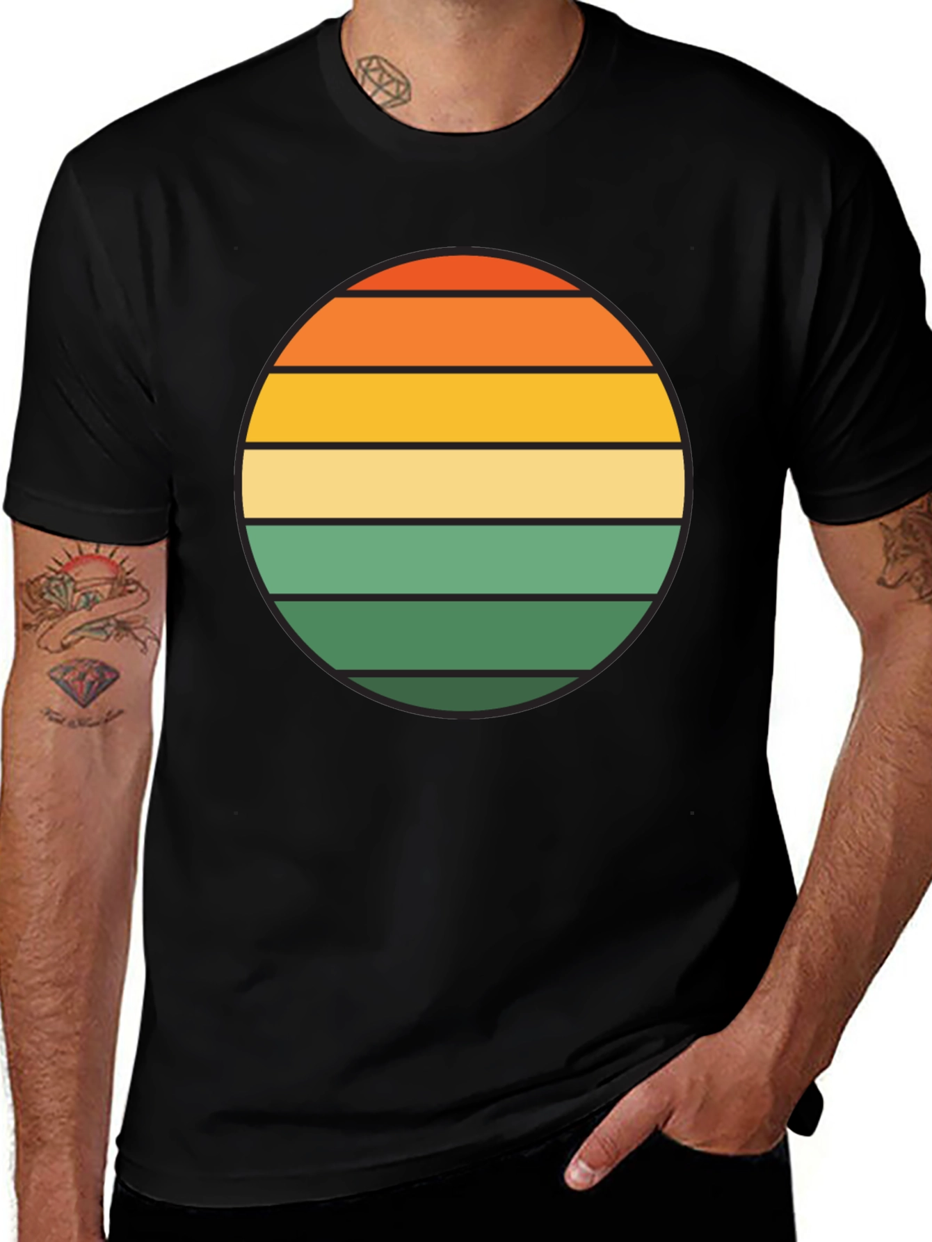 Variant 9 of Retro Sunset Graphic Tee - Vintage Style Black T-Shirt