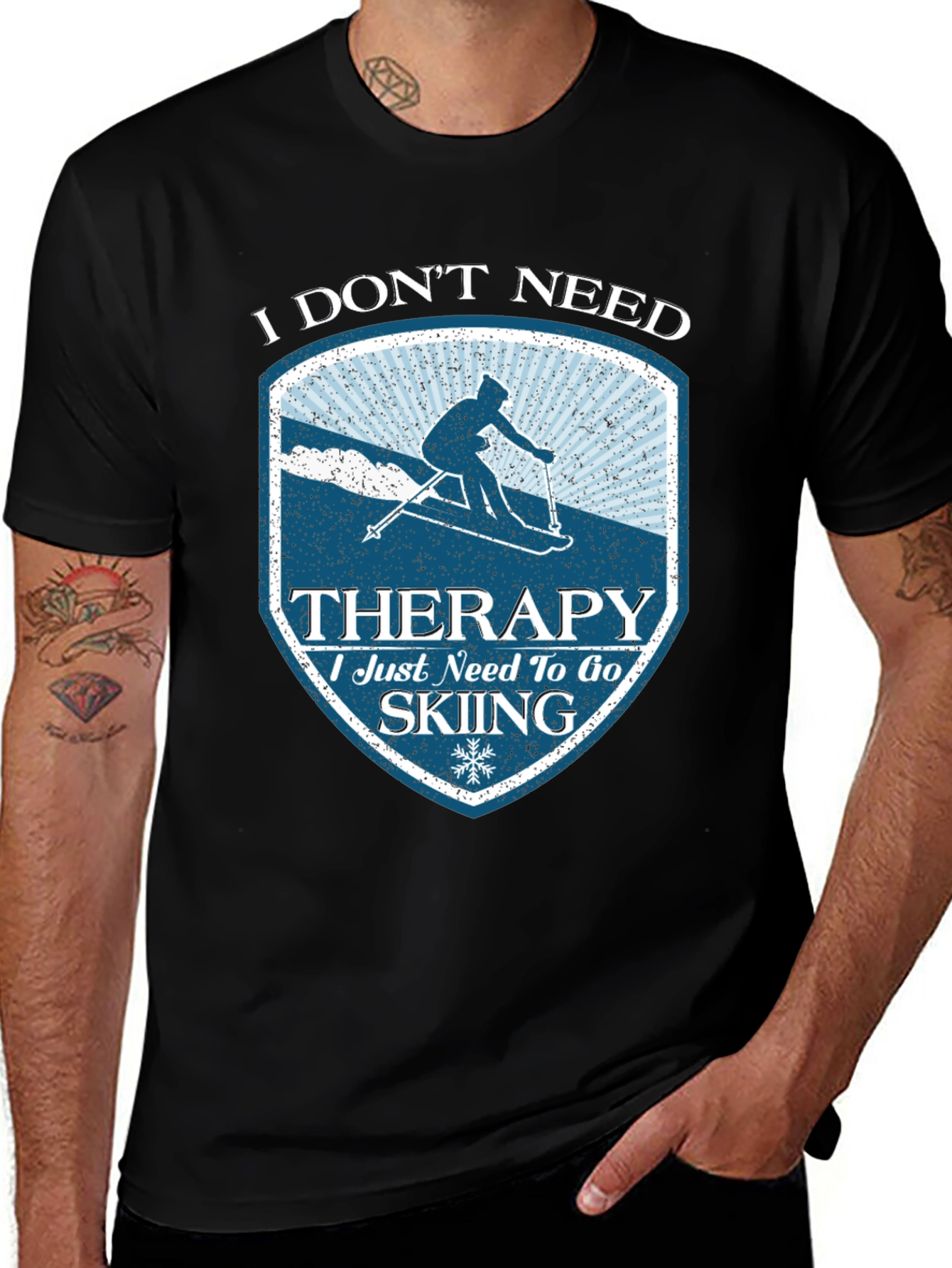 Variant 10 of Skiing Therapy T-Shirt - Funny Winter Sports Tee