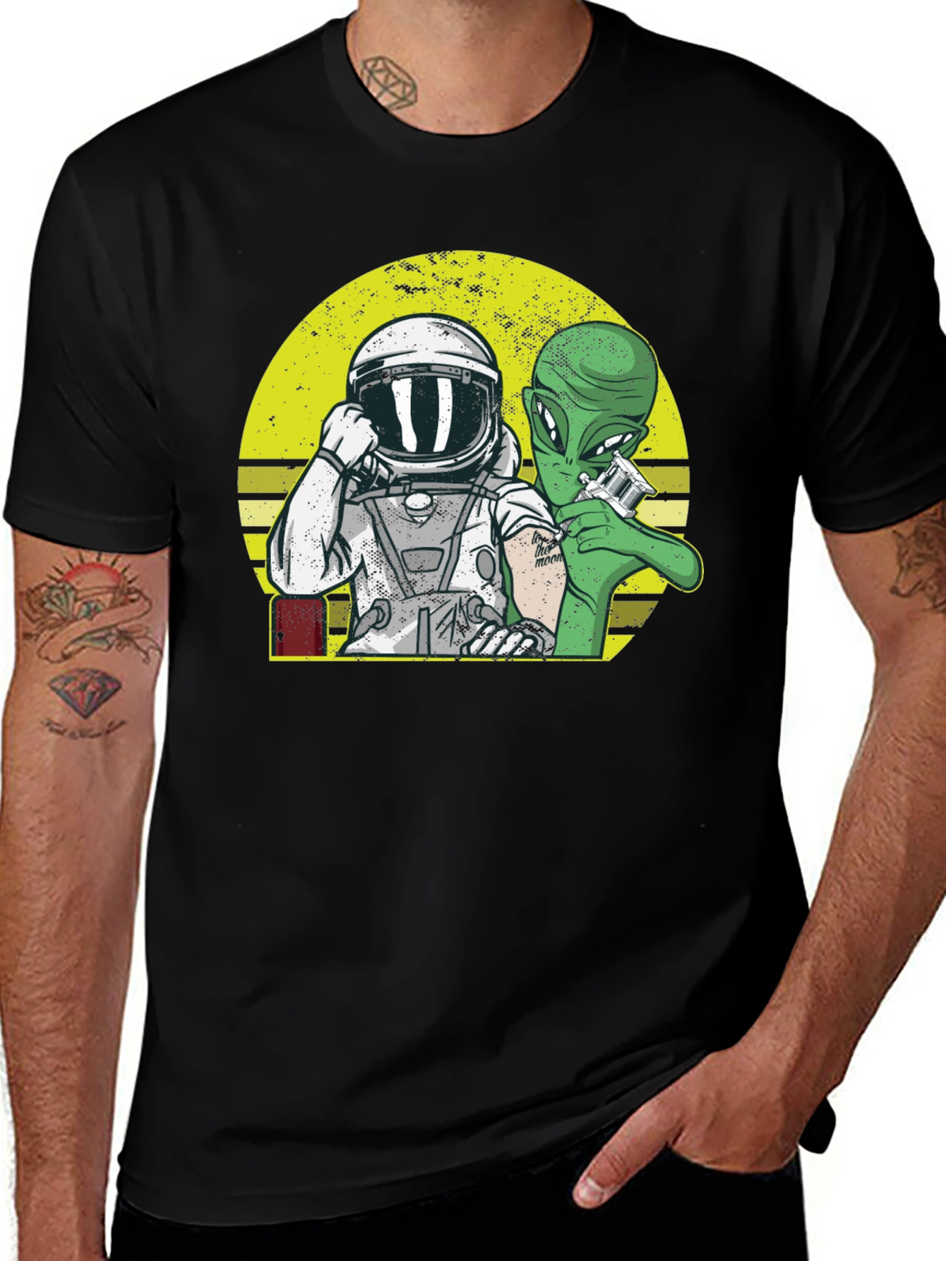 Variant 9 of Astronaut Alien Tattoo Graphic Tee
