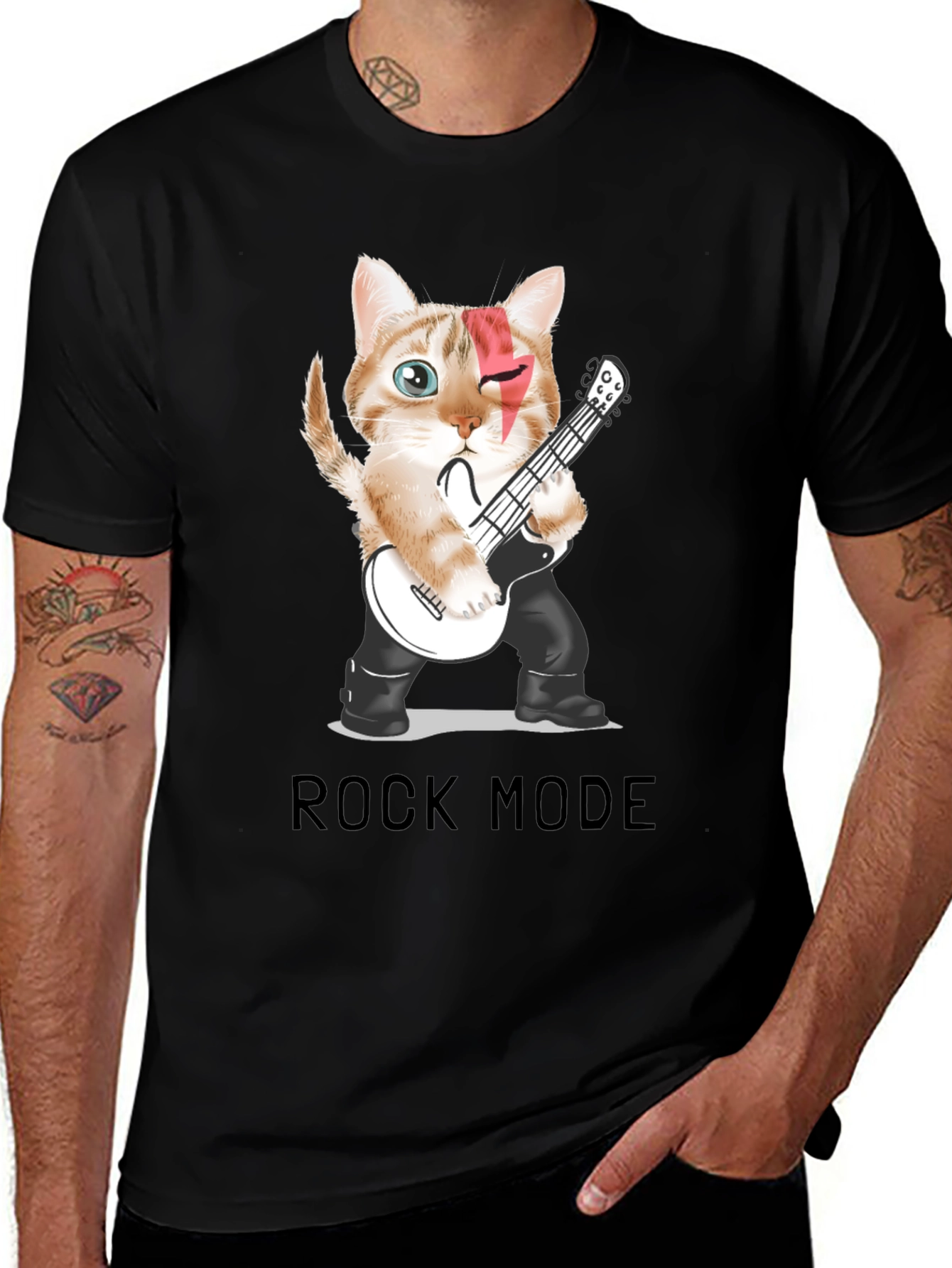 Variant 5 of Rock Mode Cat T-Shirt - Music Lover Tee