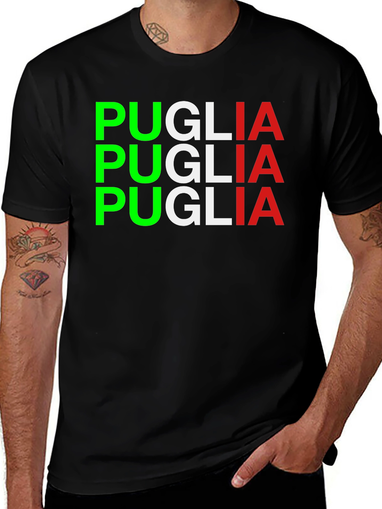 Puglia Italian Pride Black T-Shirt