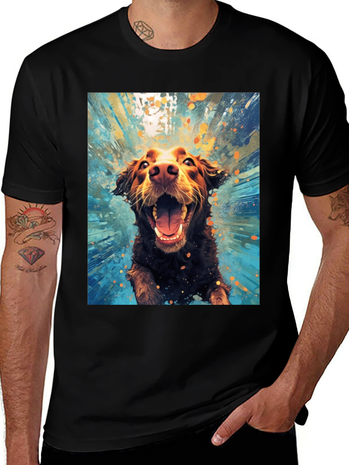 Variant 2 of Dog in Water T-Shirt, Fun Graphic Tee
